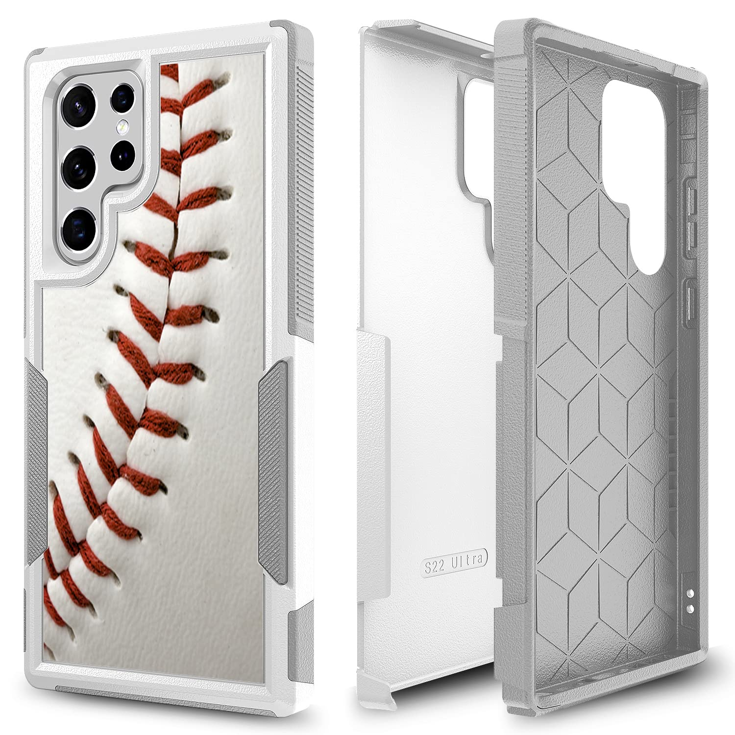 Case for Samsung Galaxy S22 Ultra, Baseball Sports Pattern Shock-Absorption Hard