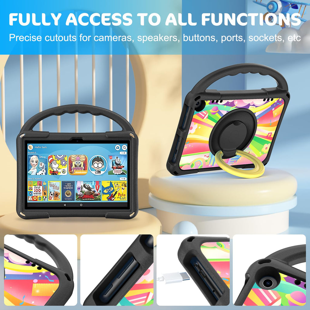 HD 8 Tablet Case for Kids (12th/10th Generation,2024/2022 Release) Ubearkk Rotat