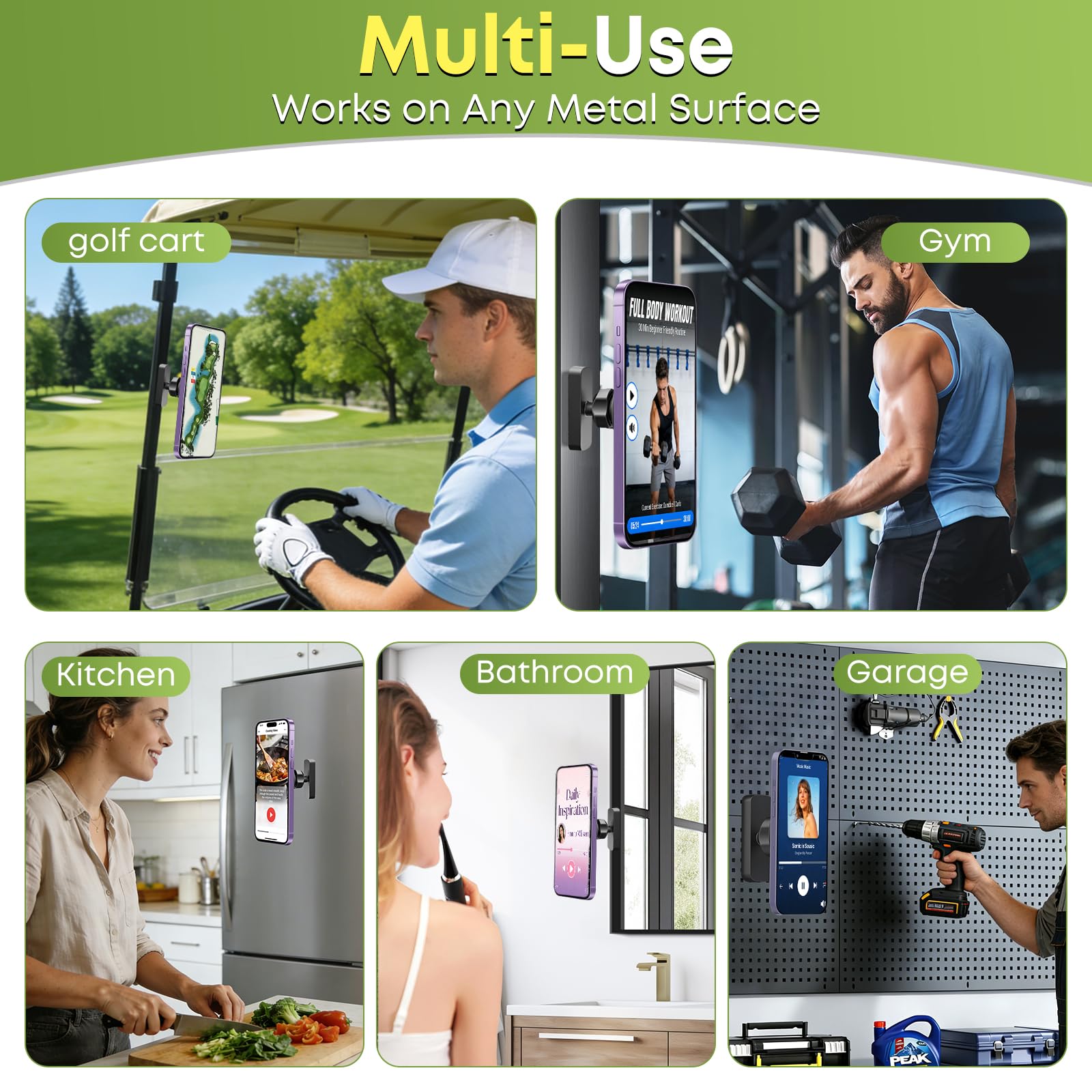 Magnetic Golf Cart Phone Holder for MagSafe iPhone 12–17 & Smartphones, Golf Car