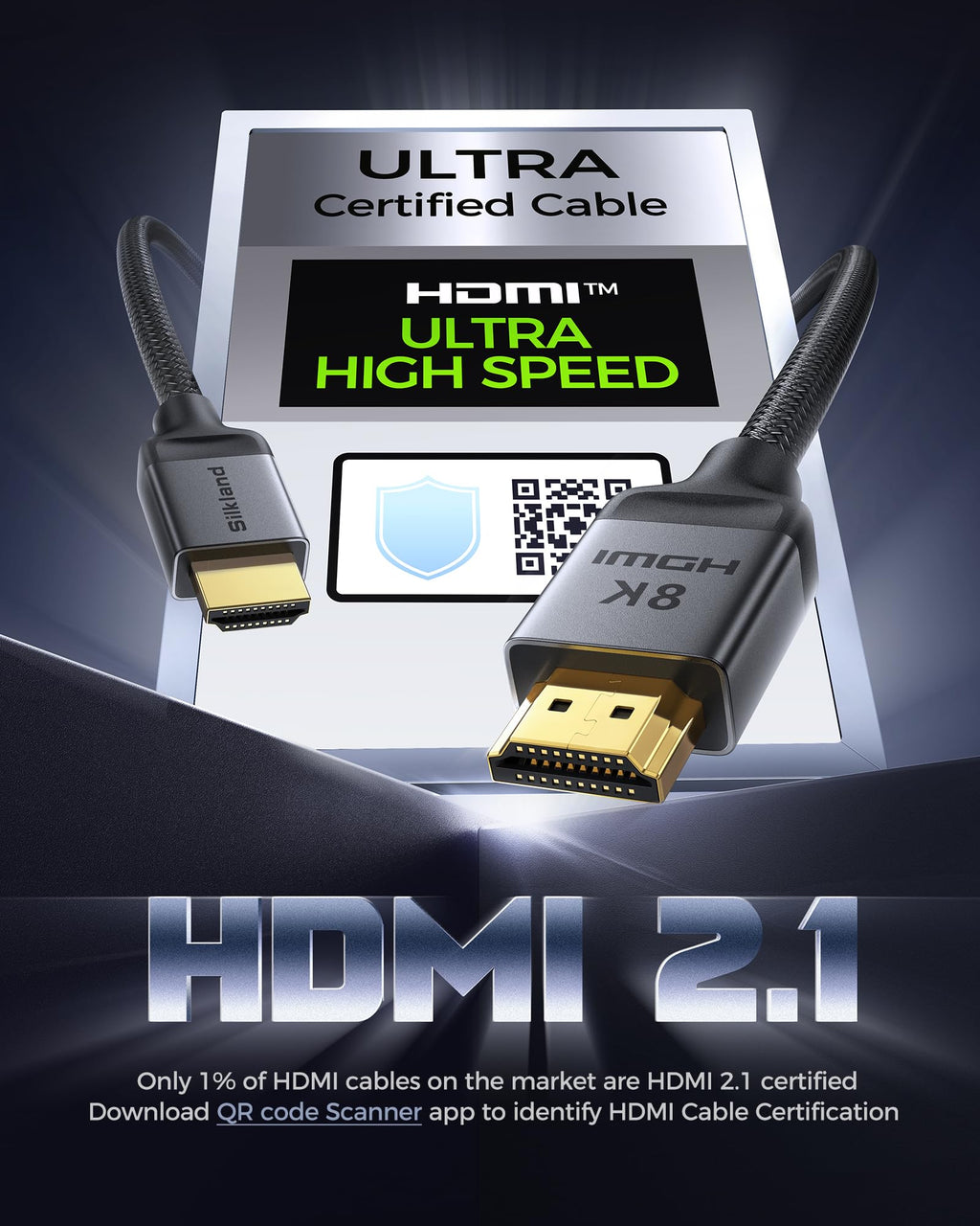 HDMI 2.1 Cable, [4K@240Hz 144Hz 120Hz, 8K@60Hz] 1440P Ultra High Speed
