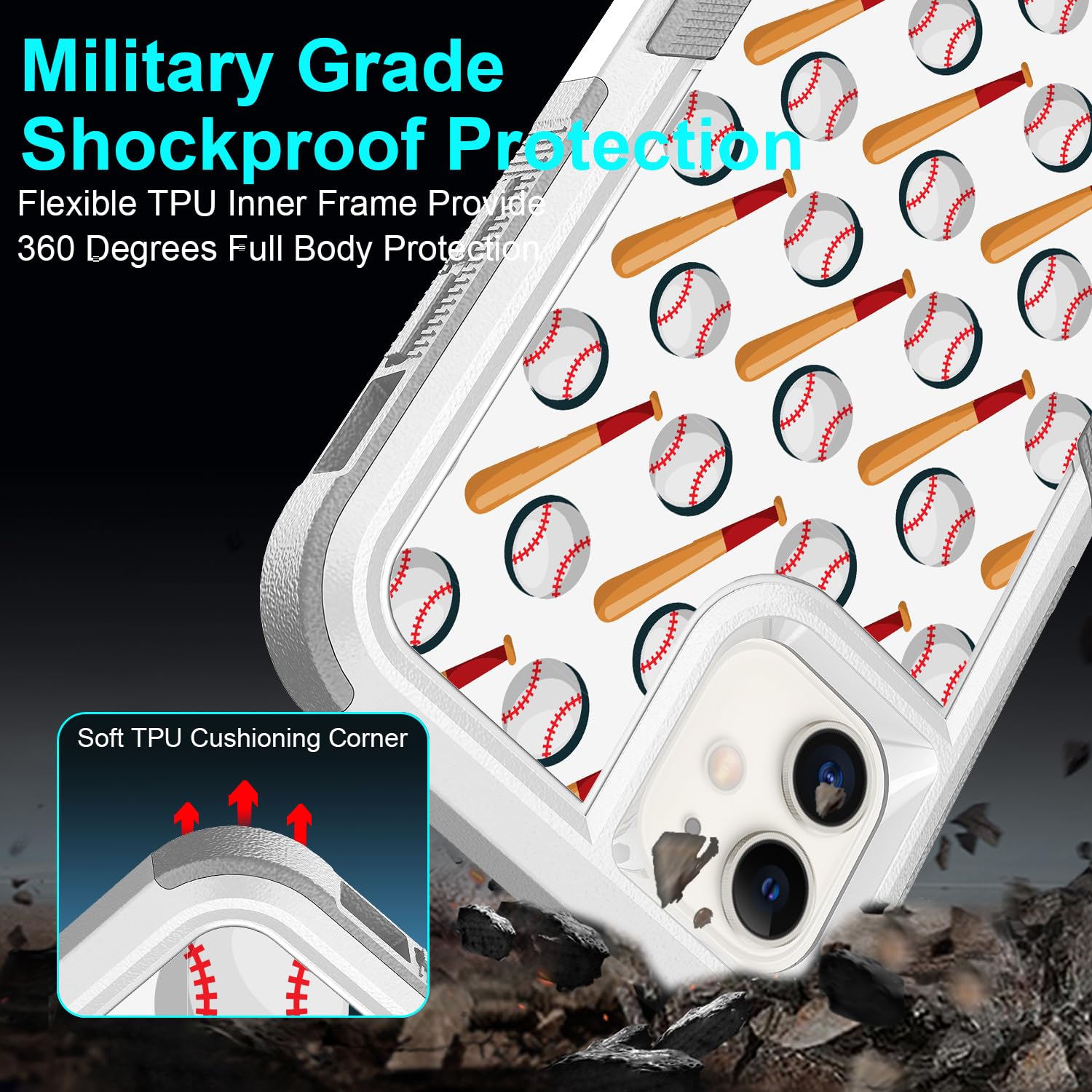 for iPhone 11, Unique Sports Pattern Shock-Absorption Hard PC and Silicone
