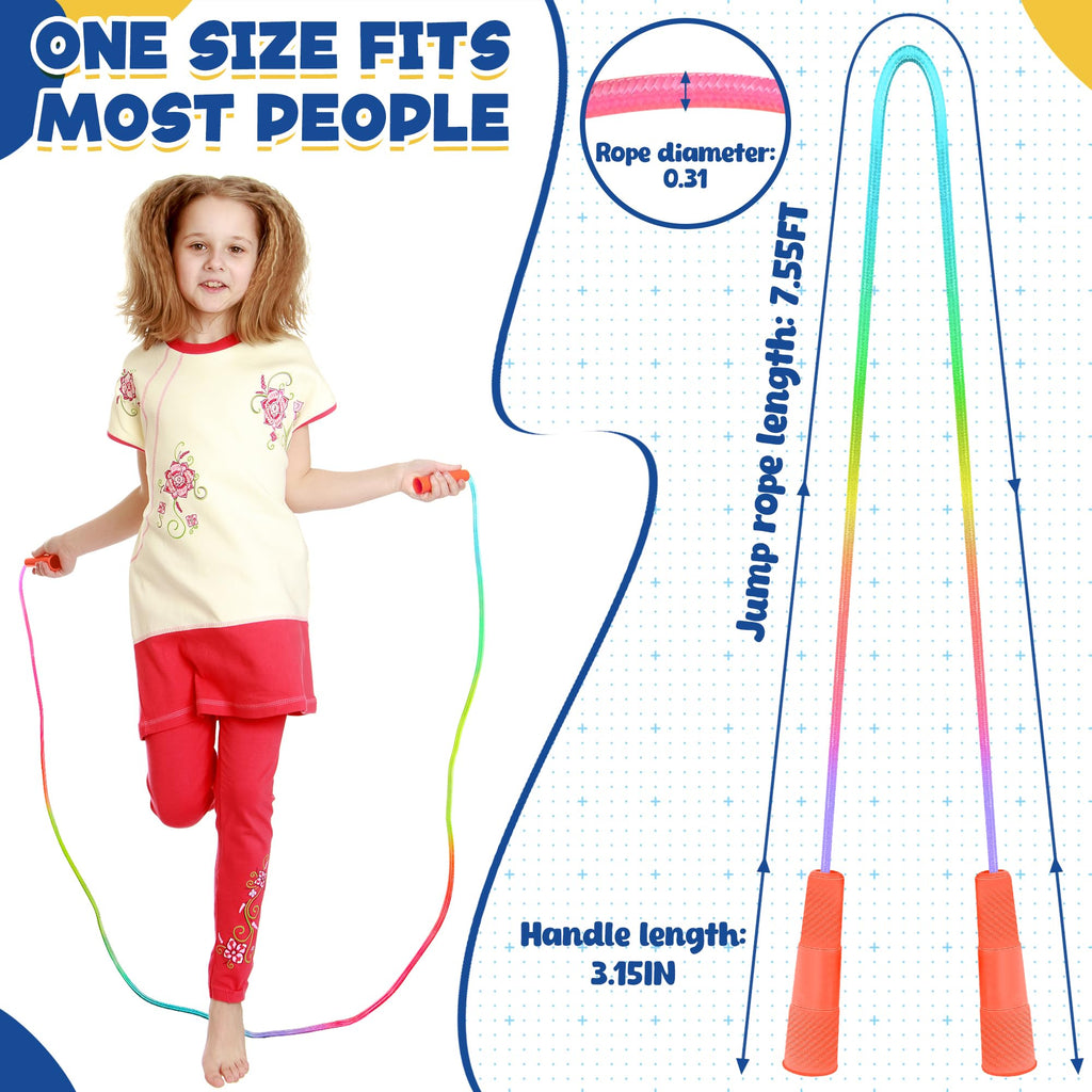 6 Pack Kids Jump Rope, Colorful Gradient Nylon Skipping Ropes for Children, 7.55
