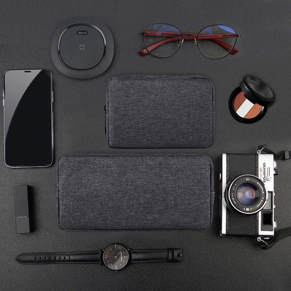 Accessories Carrying Case, 2Pcs Big + Small Port