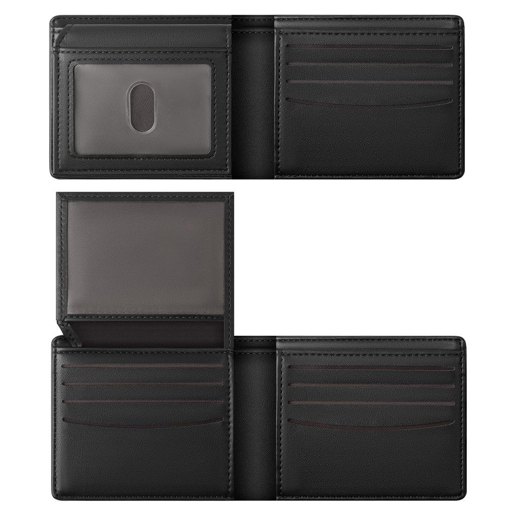 Wallet For Men RFID Blocking Black Wallets Bifold Faux Leather Card Holder Front