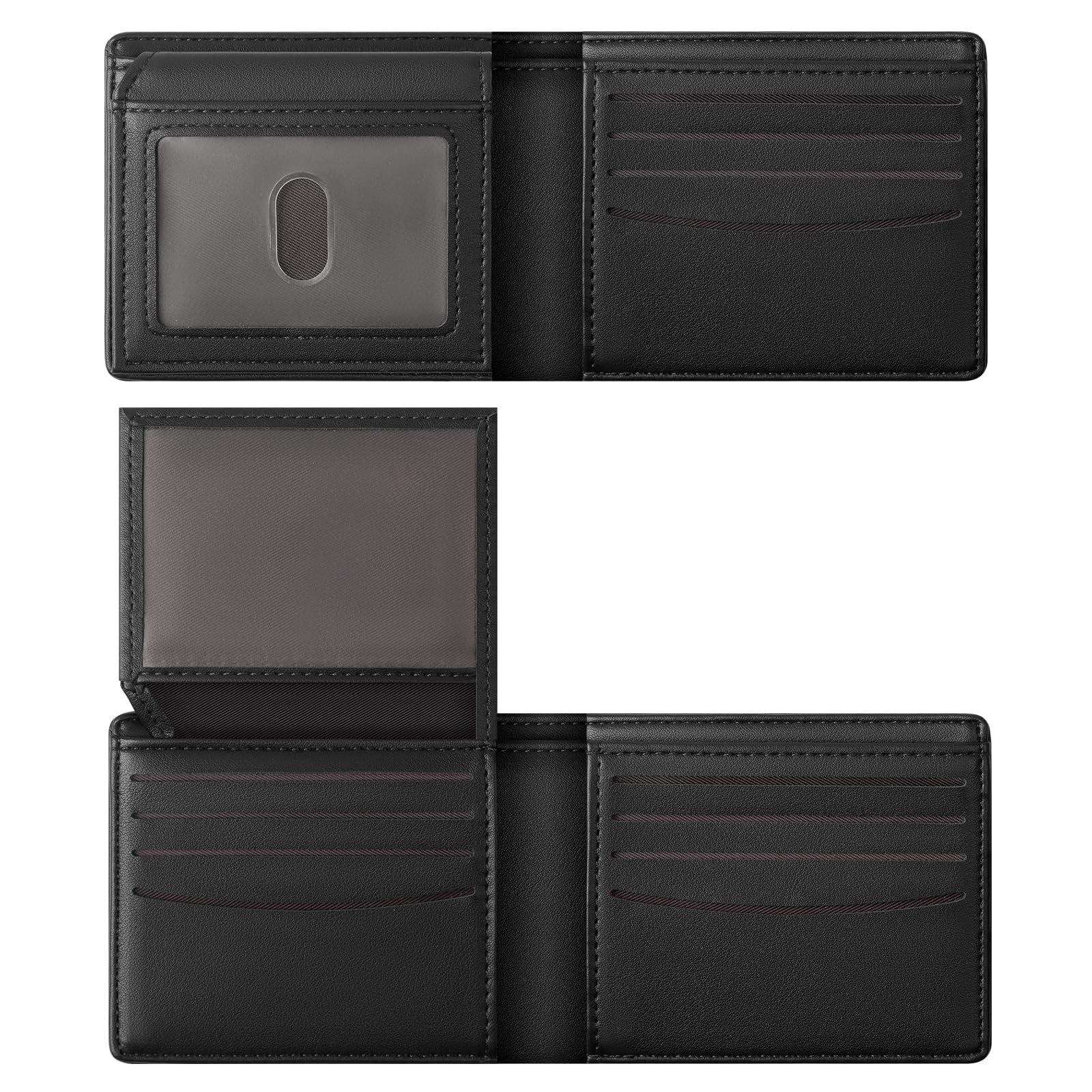 Wallet For Men RFID Blocking Black Wallets Bifold Faux Leather Card Holder Front