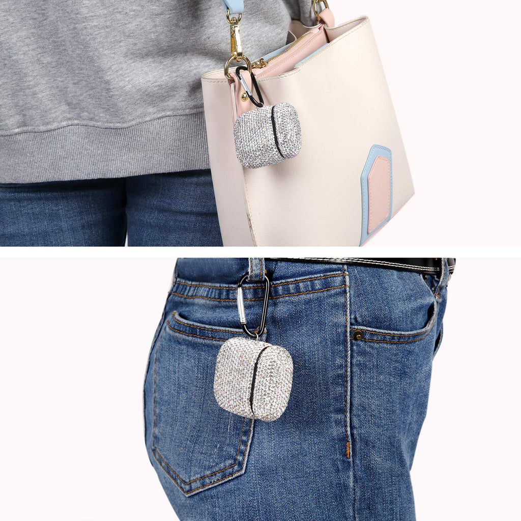 Case For Airpods With Keychain, Shockproof Protective Premium Bling Rhinestone C
