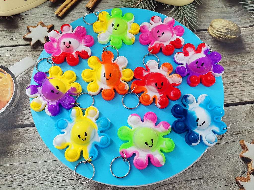 packs Bulk Octopus Sea Animal Supplies Mini pop Fidget Keychain，birthday Part