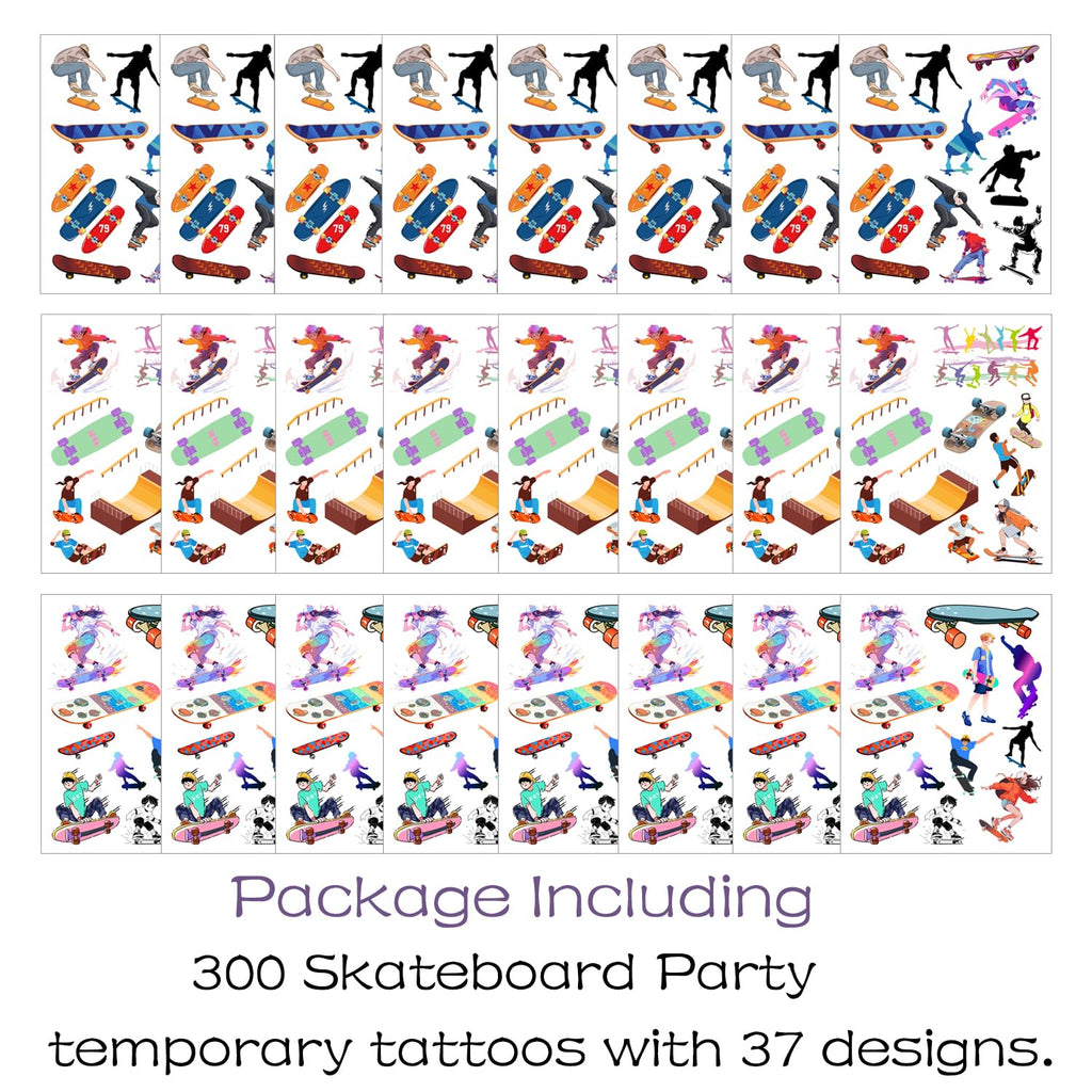 300 Skateboard Party Temporary Tattoos Stickers Sport Birthday Baby Shower Party