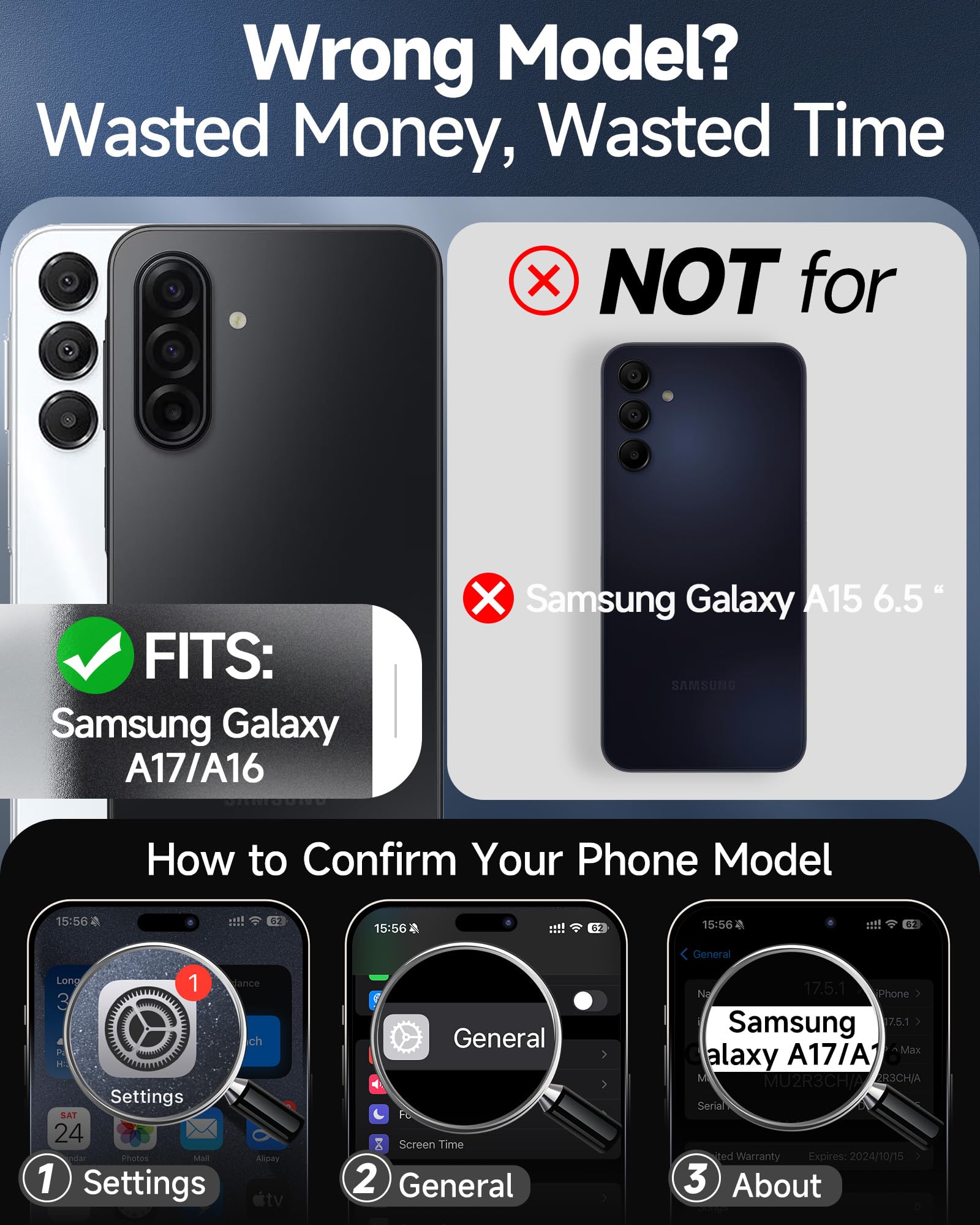 Samsung Galaxy A17/A16-5G Phone Case: Samsung A17 Case with Screen Protector