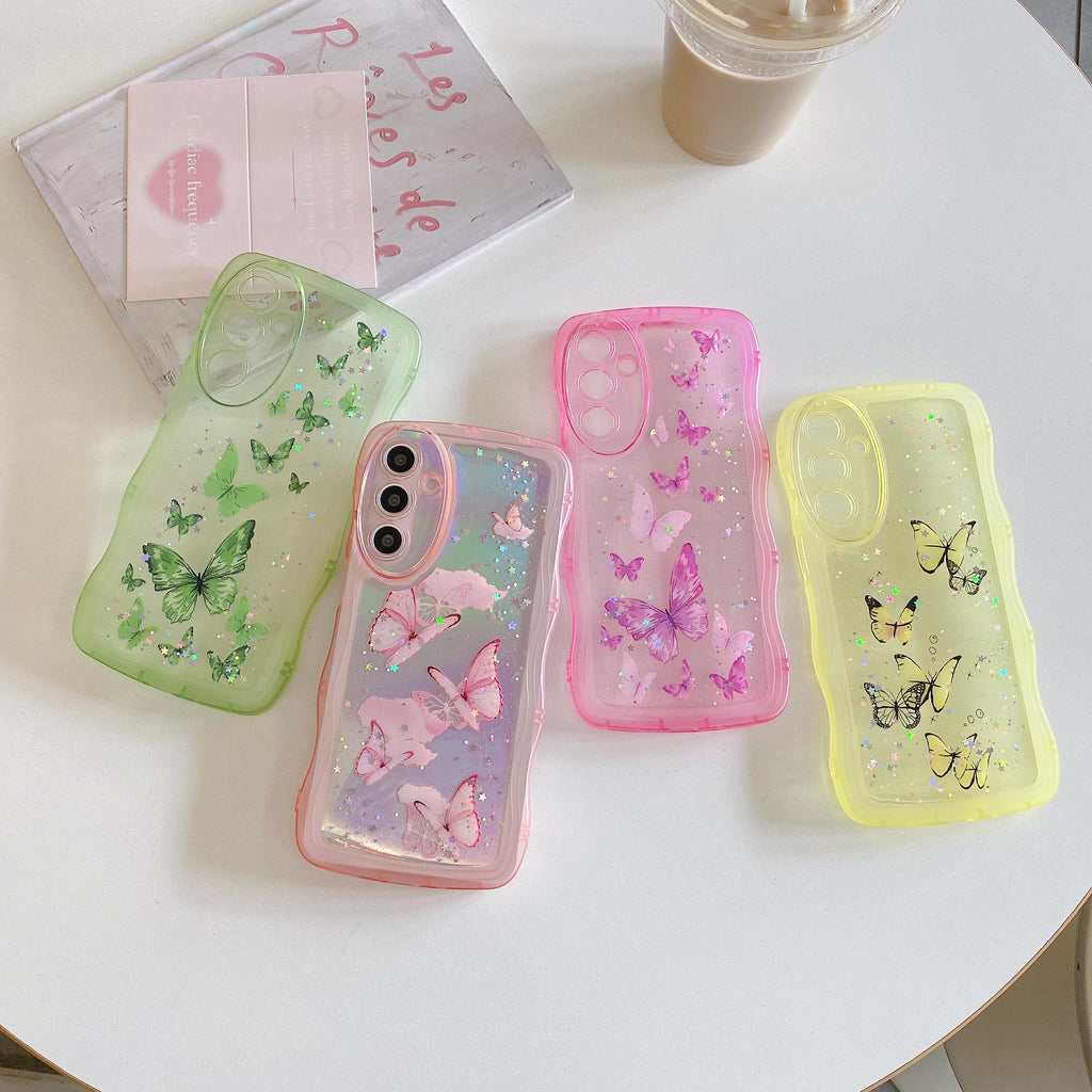 Wave Butterfly Case for Samsung Galaxy A16 4G/5G Case, Pretty Bling Star Butterf
