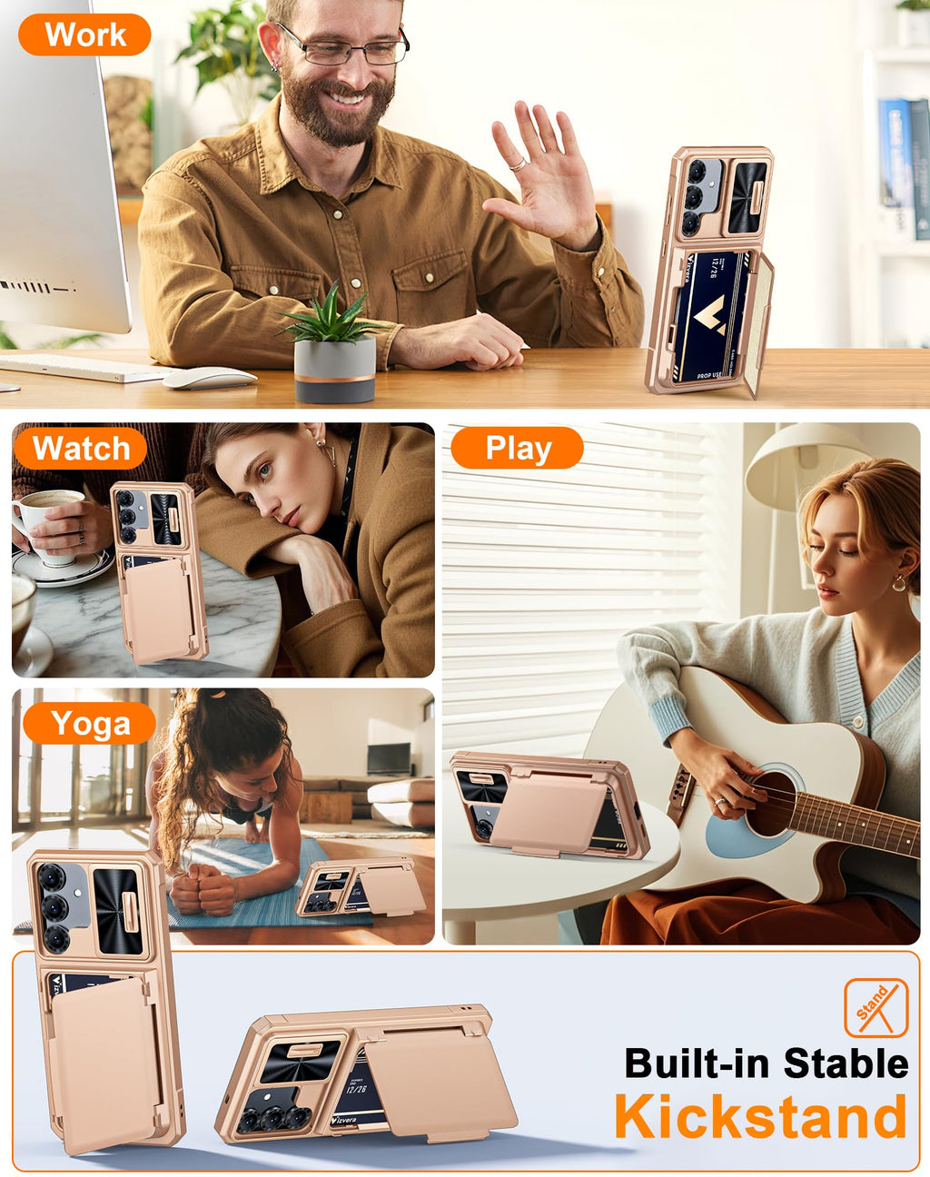 for Galaxy S25+Plus Case Wallet RFID [Cards Holder][Camera Cover][Edge Raised] F