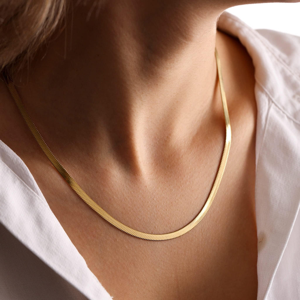Gold Choker Necklace for Women, 14K Gold Plated Snake Chain Necklace, Dainty Her