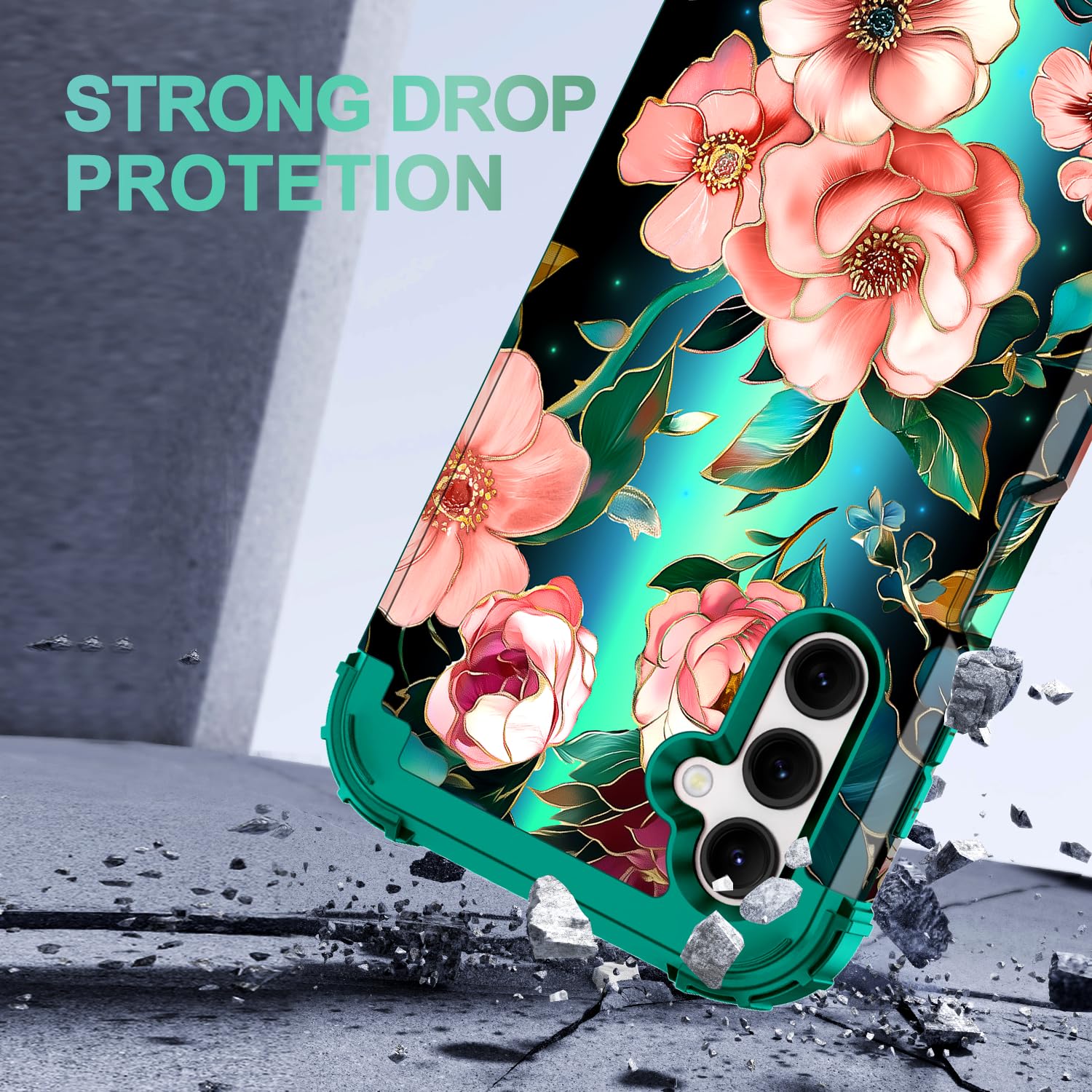for Galaxy A16 Case Magnetic,[Compatible with MagSafe] Floral Three Layer Heavy