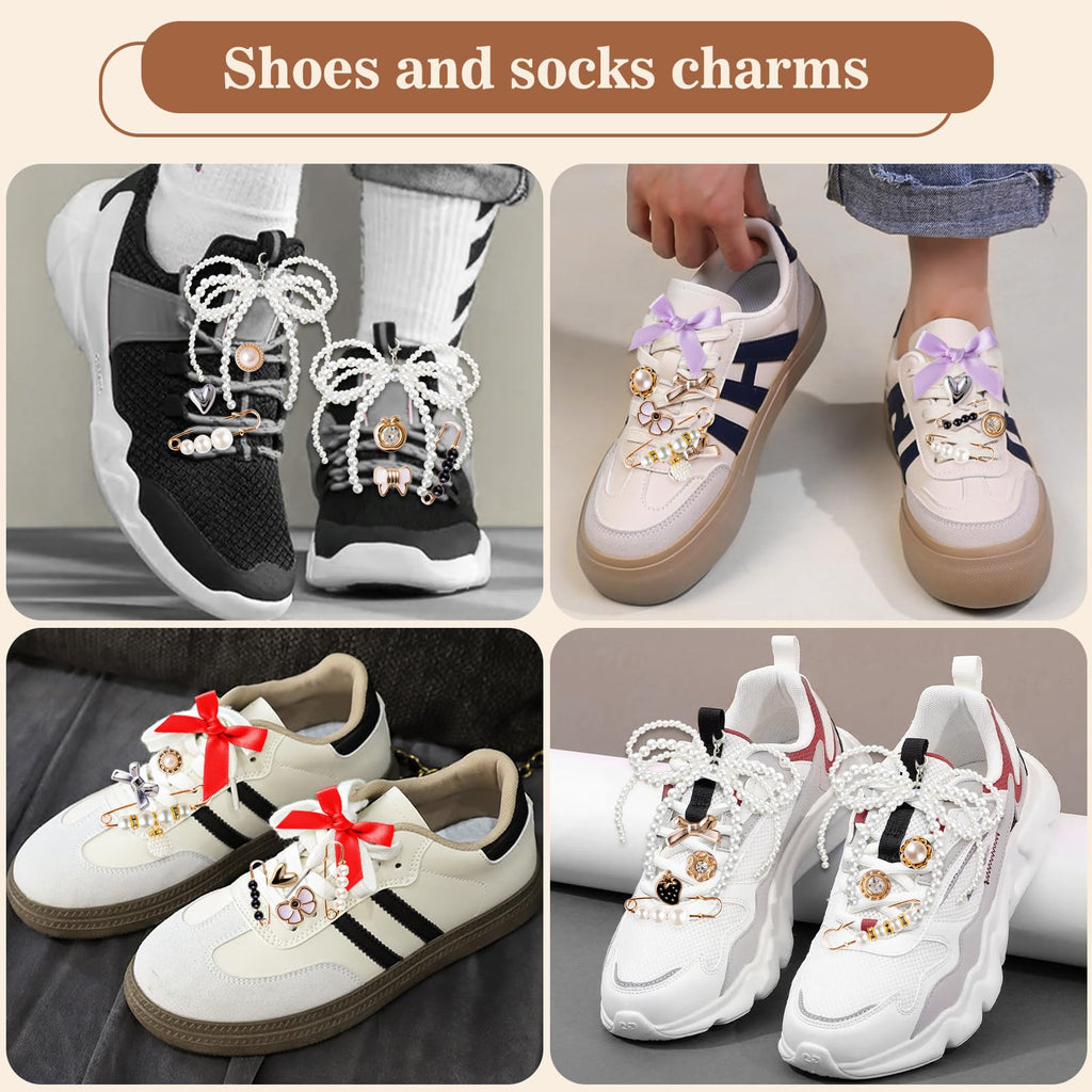50pcs Shoe Charms for Sneakers & Accessories - DIY Shoe Lace Pearl Rhinestone Br