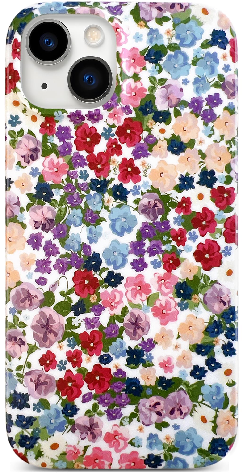 iPhone 14/13 6.1" Flower Case for Women - Soft Matte TPU Cover with Elegant