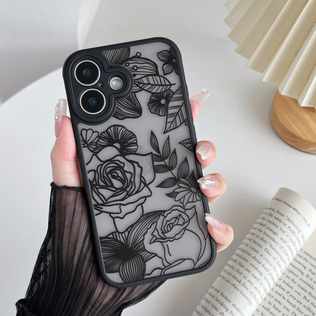 iPhone 16 Case, Floral Rose Cute Phone Case for Women Girls Aesthetic Patter