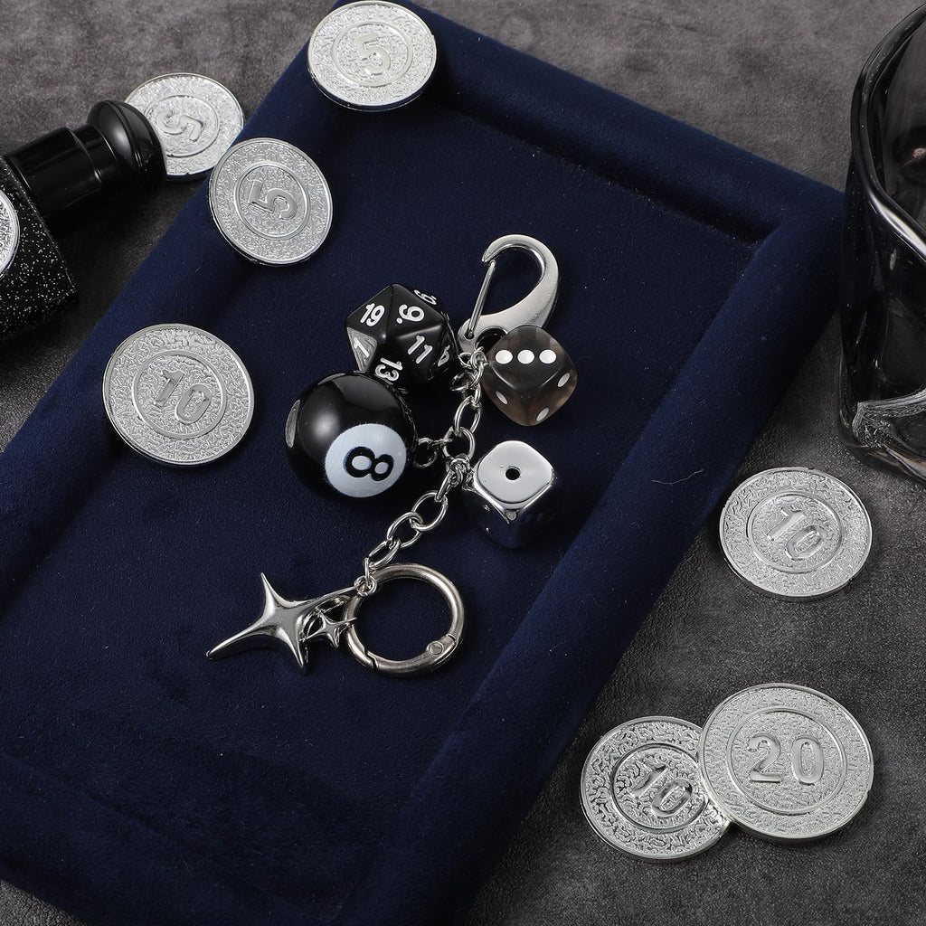 8 Ball Dice Charm Keychain Billiard Ball Star Bags Charms Y2K Aesthetic Keychain