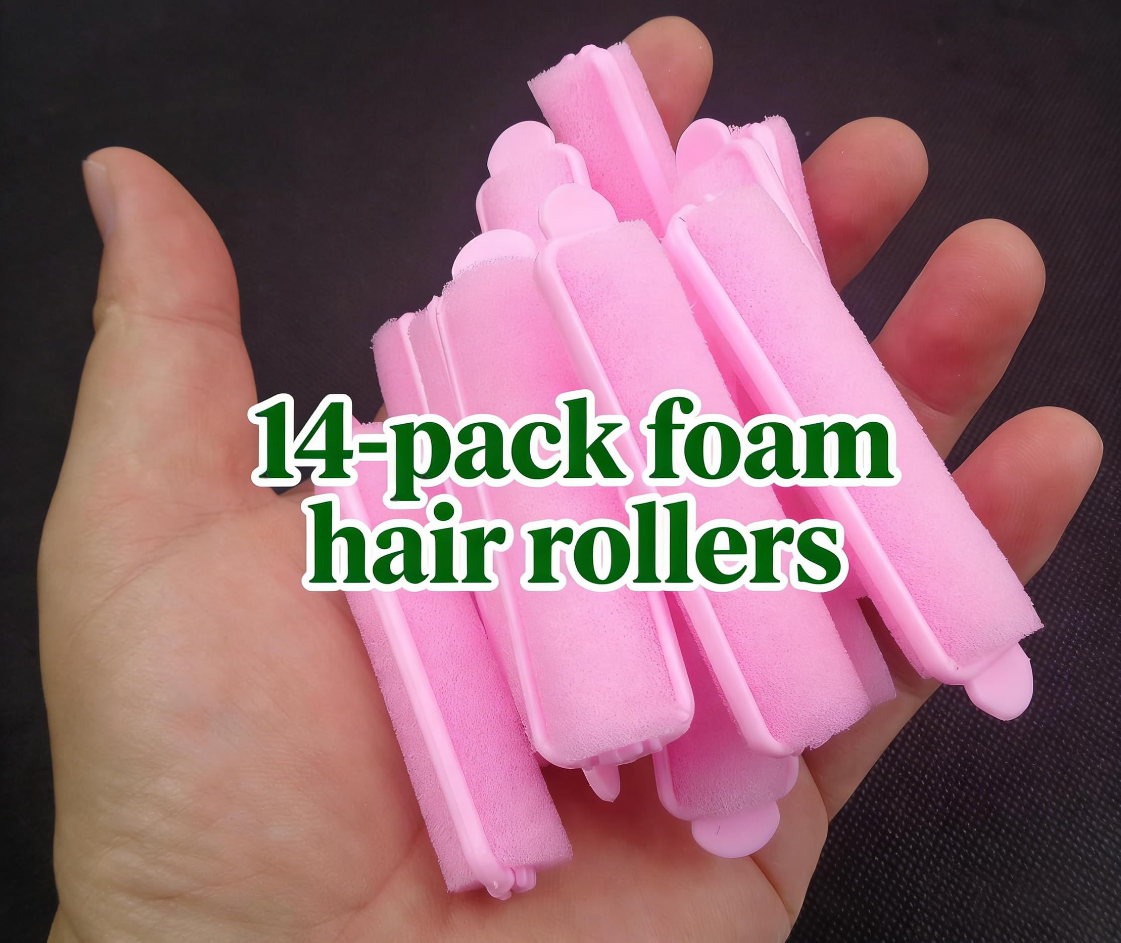 Sponge Hair Rollers 14 Pack — 2.4" Soft Sleep-In Curlers for Heatless Curls & St