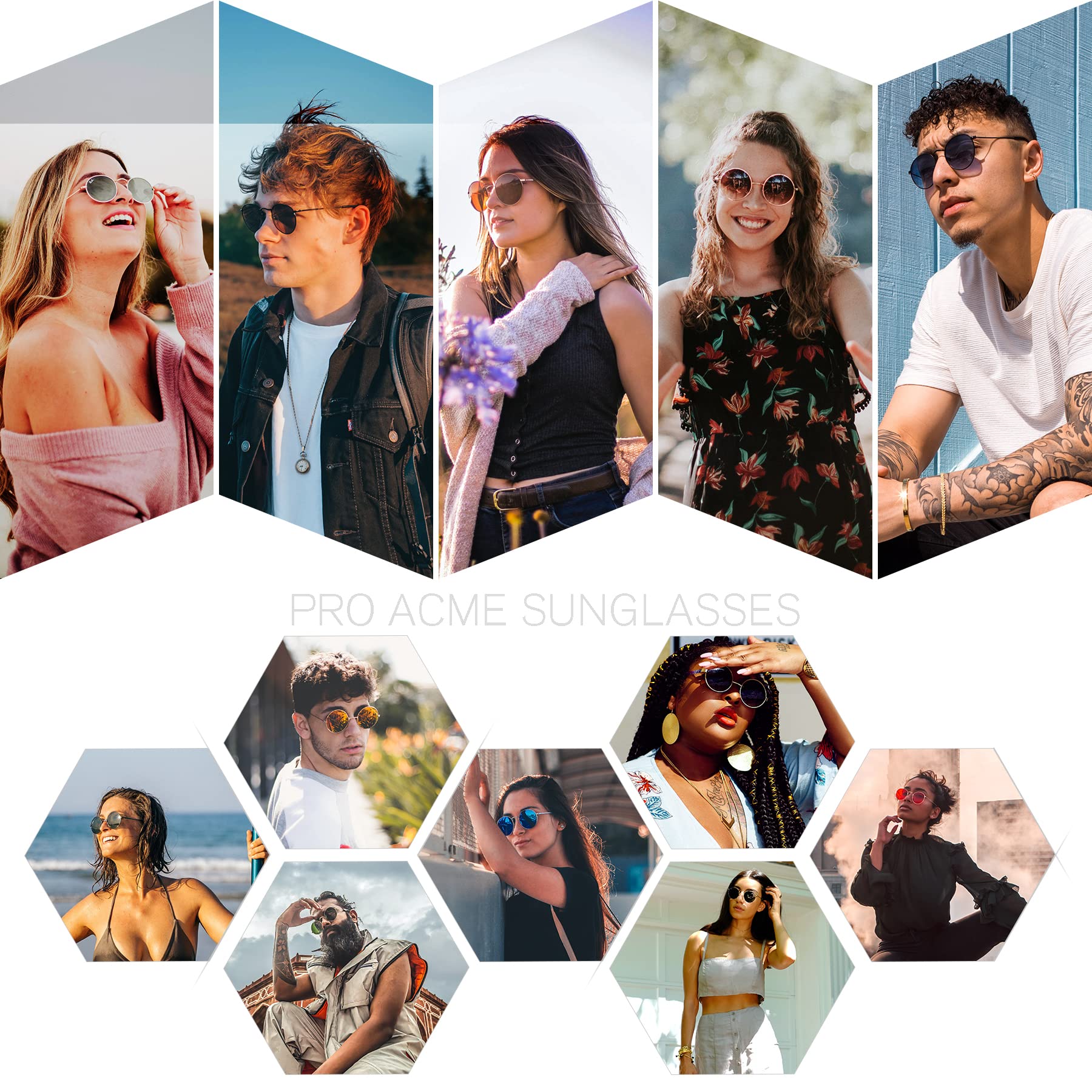 Small Round Polarized Sunglasses for Men Women Circle Retro Shades Metal Hi