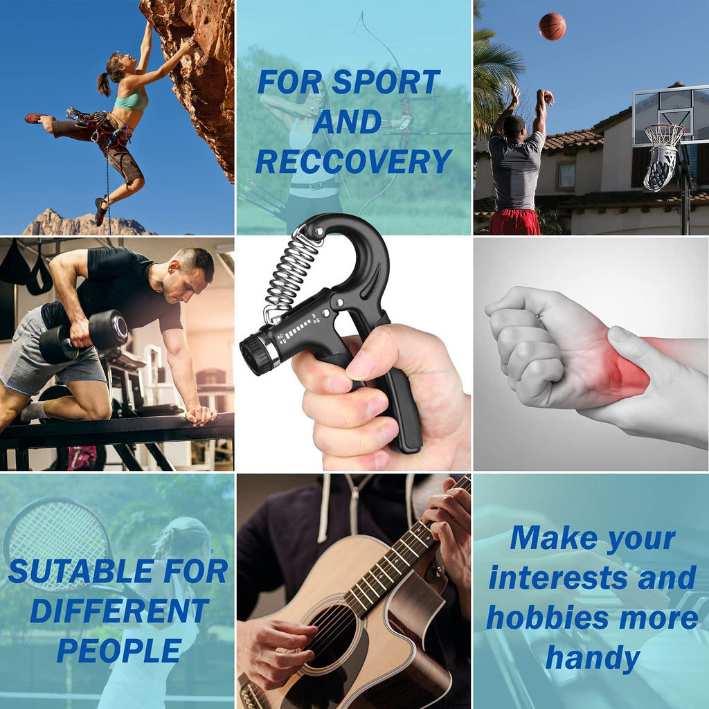 Grip Strength Trainer, Hand Grip Exerciser Strengthener with Adjustable Resistan