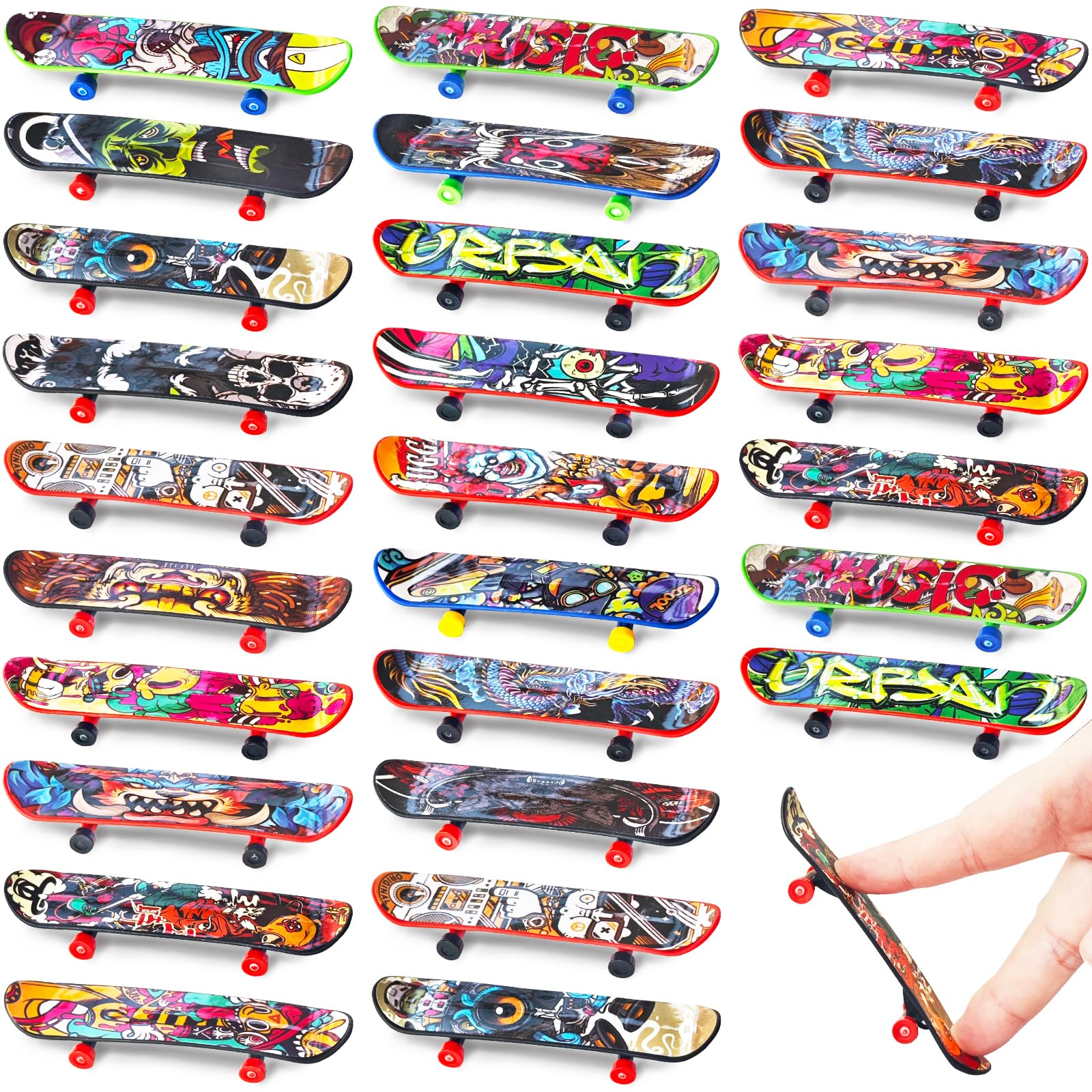 50 Pcs Mini Finger Skateboards,Fingerboards Toy Set,Mini Skateboards Finger Surf