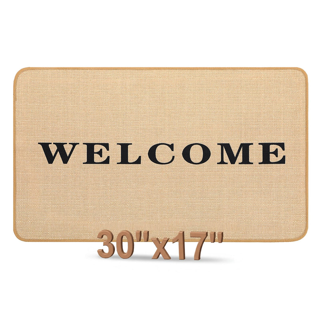 Woven Jute Braided Rug 30"x17" Welcome Front Door Mat with Non-Slip Backing for