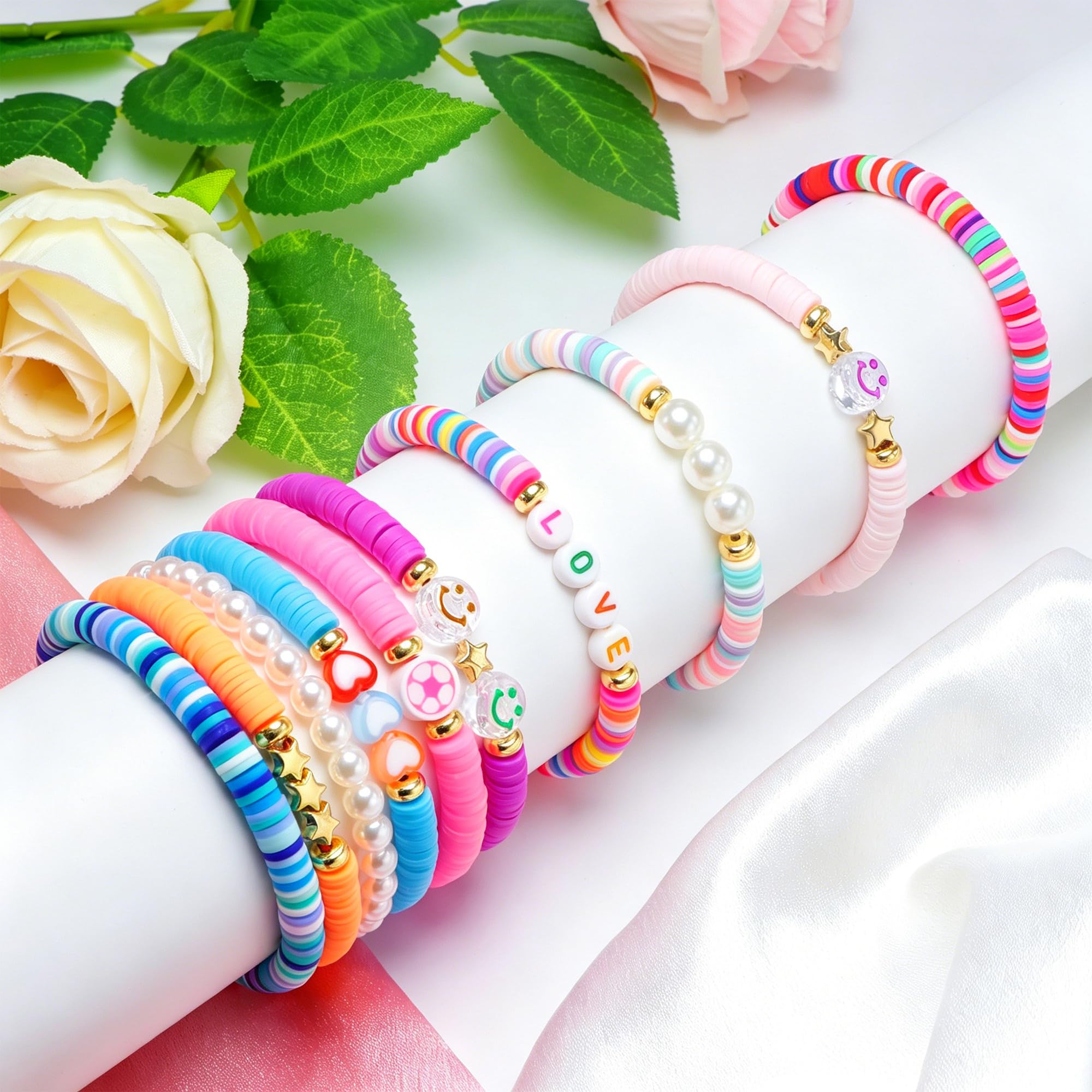 10pcs Friendship Bracelets for Teen Girls & Women: Beaded, Preppy, Beach Styles