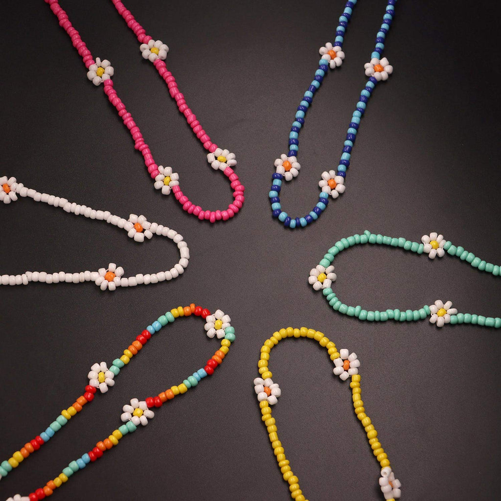 Beaded Choker Necklaces For Women Vsco Boho Handmade Flower Necklace Cherry Cute