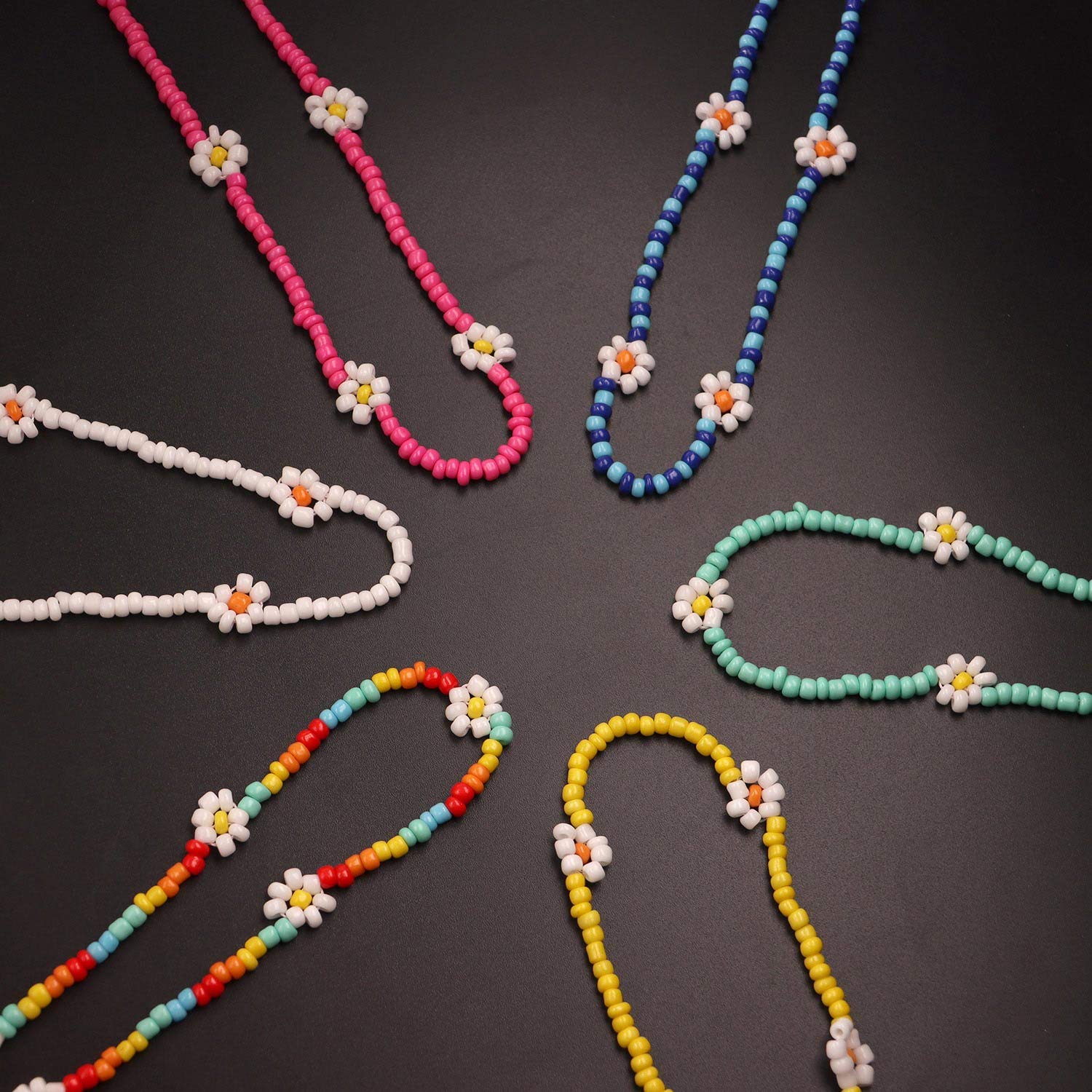 Beaded Choker Necklaces For Women Vsco Boho Handmade Flower Necklace Cherry Cute