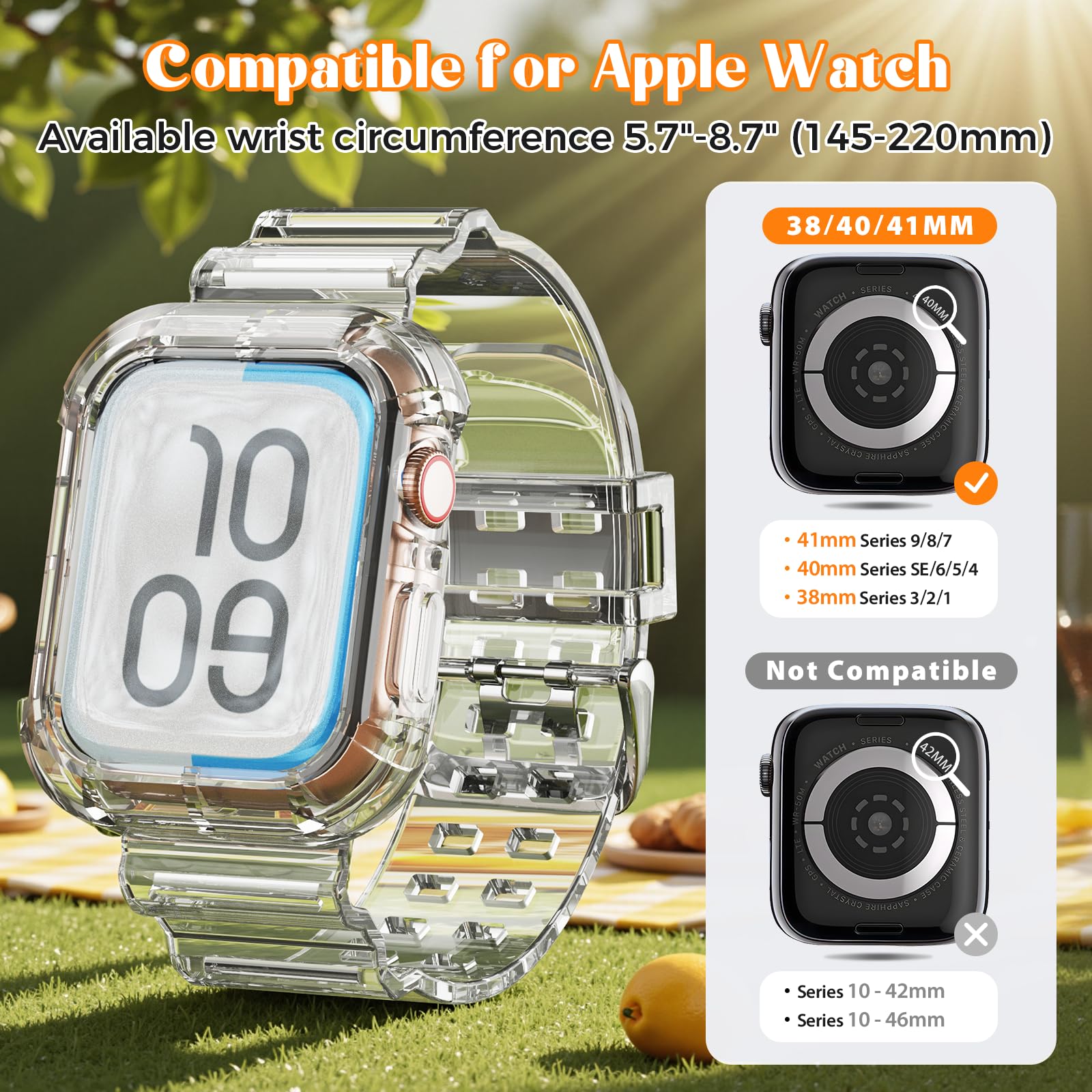 Band for Apple Watch 38mm 40mm 41mm Jelly Crystal Bumper Case Band for Wom