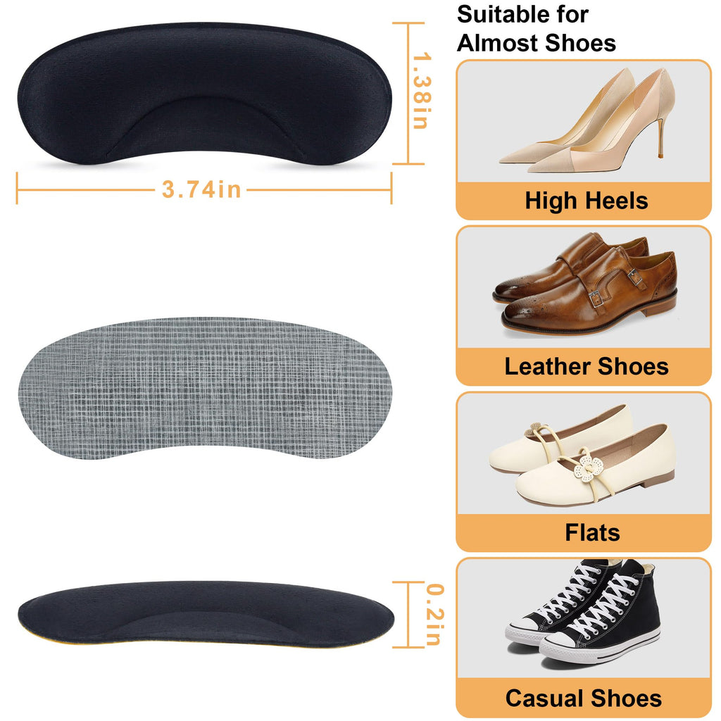 Pairs Heel Cushion Pads for Too Big Shoes - Protectors to Prevent Heel Pain, Bli