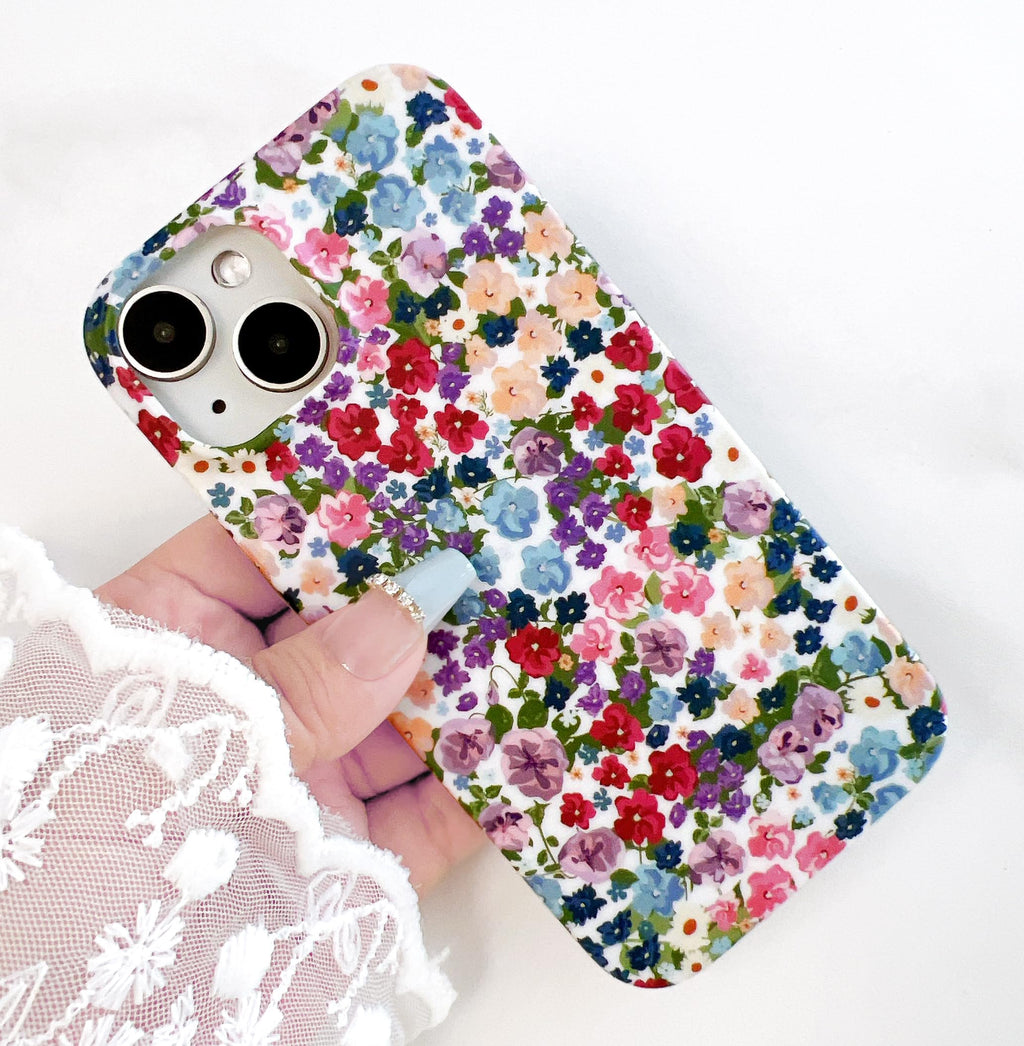 iPhone 14/13 6.1" Flower Case for Women - Soft Matte TPU Cover with Elegant