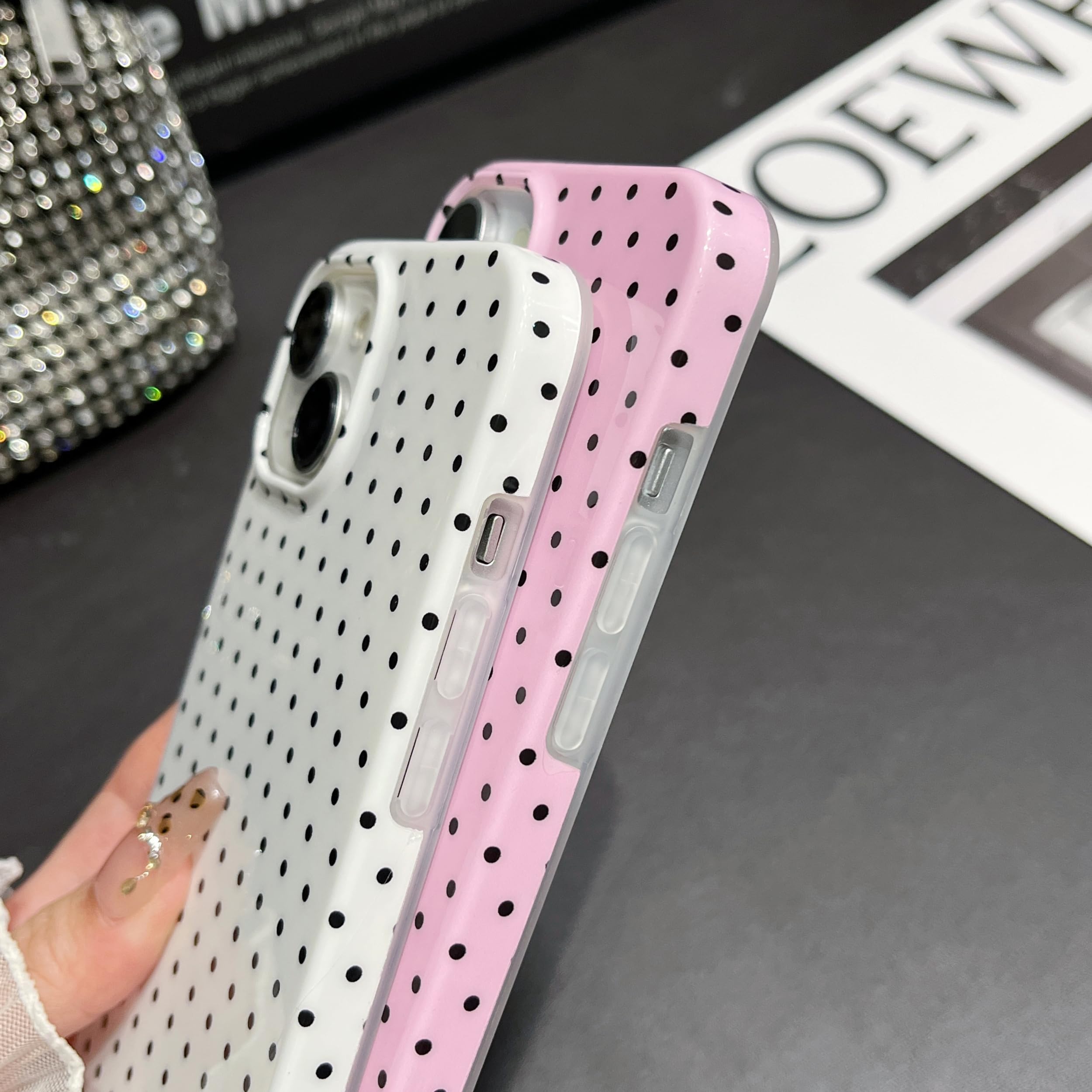 iPhone 16 Case Polka Dot Phone Cases Aesthetic Design Trendy Simple Case Sli