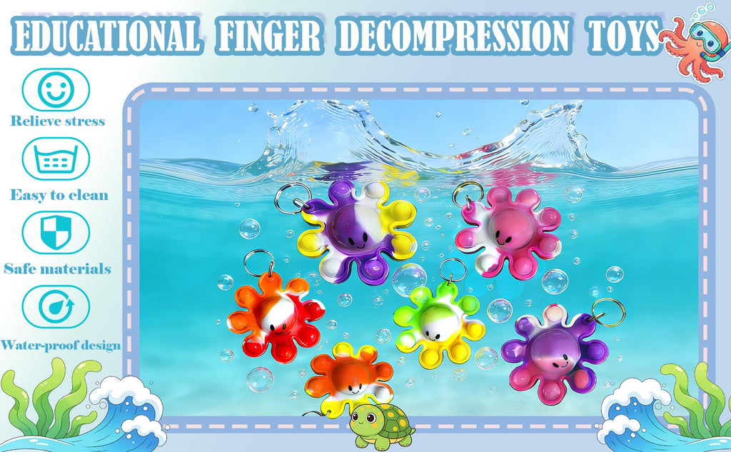 packs Bulk Octopus Sea Animal Supplies Mini pop Fidget Keychain，birthday Part