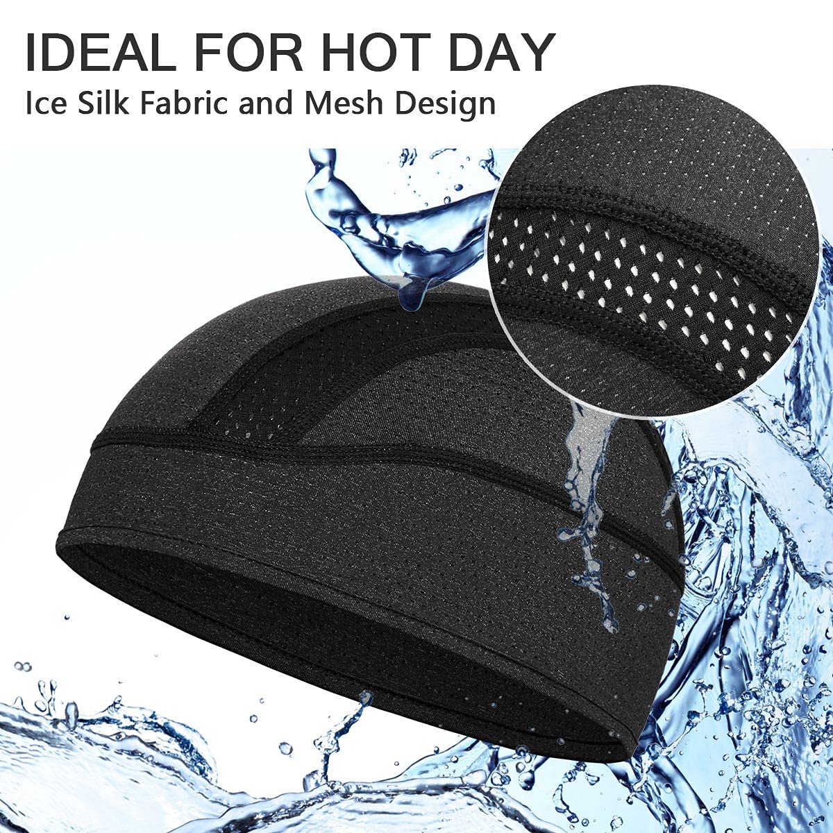 Cap Helmet Liner Beanie, Cooling Mesh Cycling Running Hat for Men Women, Fits Un