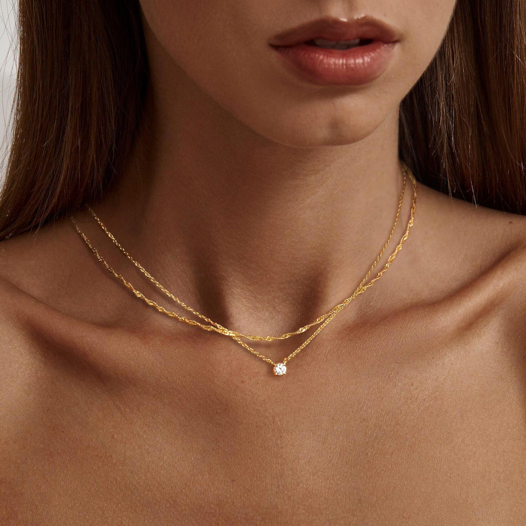Layered Gold Necklaces for Women, Dainty Layered Necklace 14k Gold Plated/Silver