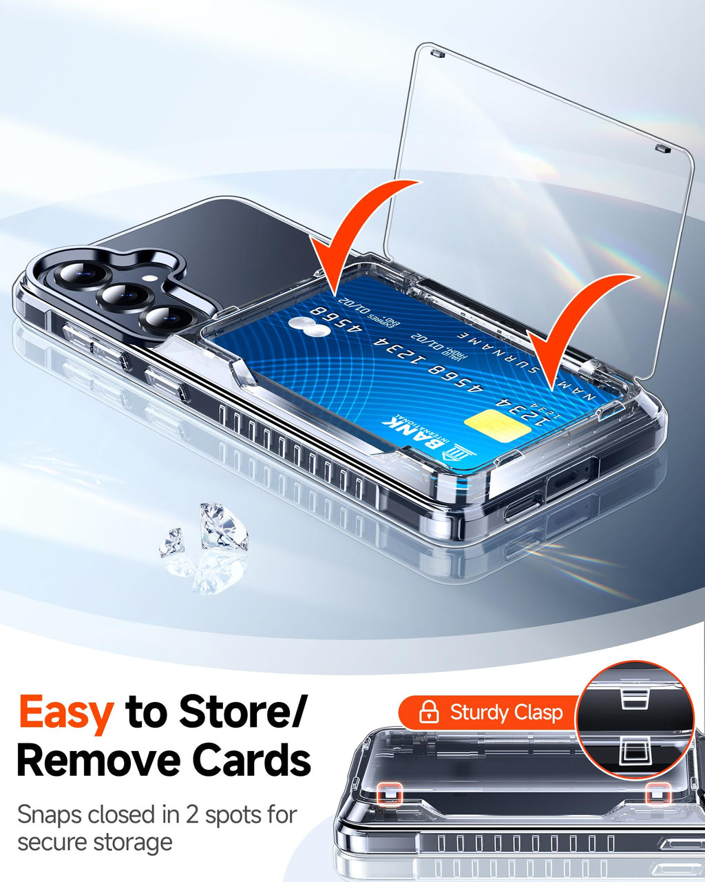 for Samsung Galaxy-S26-Plus Case Wallet: with Card Holder Clear Phone Funda para