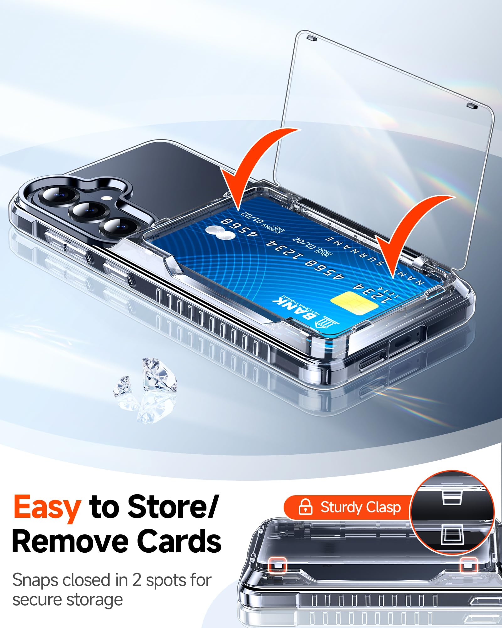 for Samsung Galaxy-S26-Plus Case Wallet: with Card Holder Clear Phone Funda para