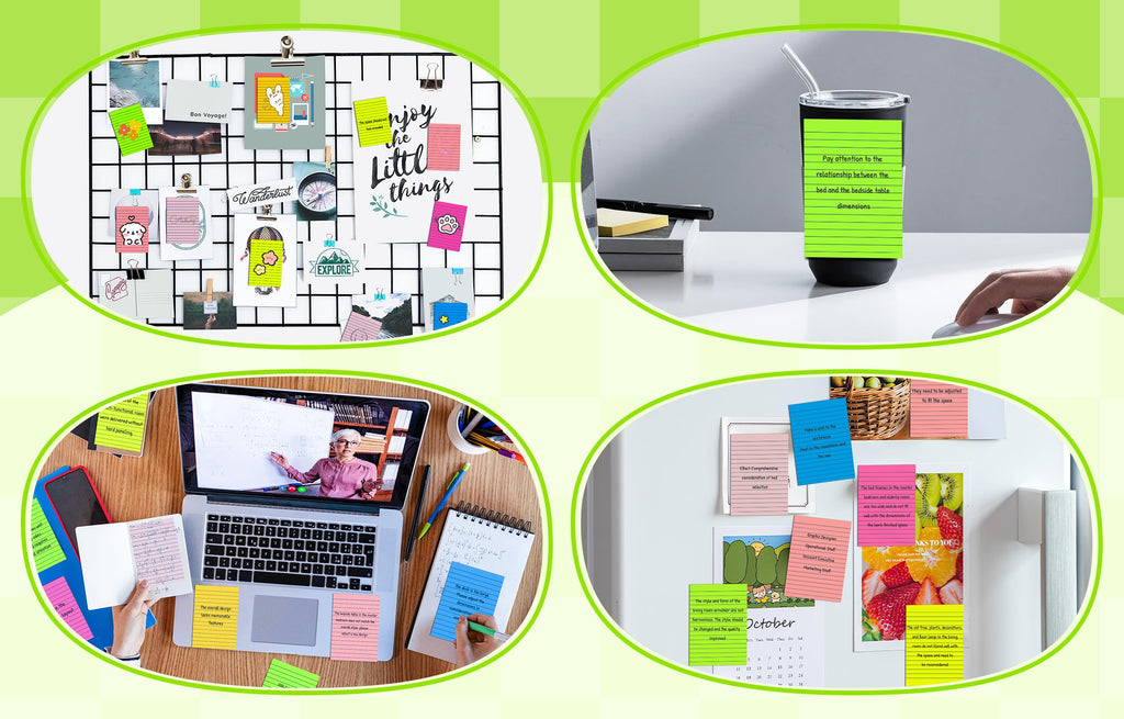Lined Sticky Notes 4x6 in Post, 7 Bright Colors with Lines Self-Stick Note