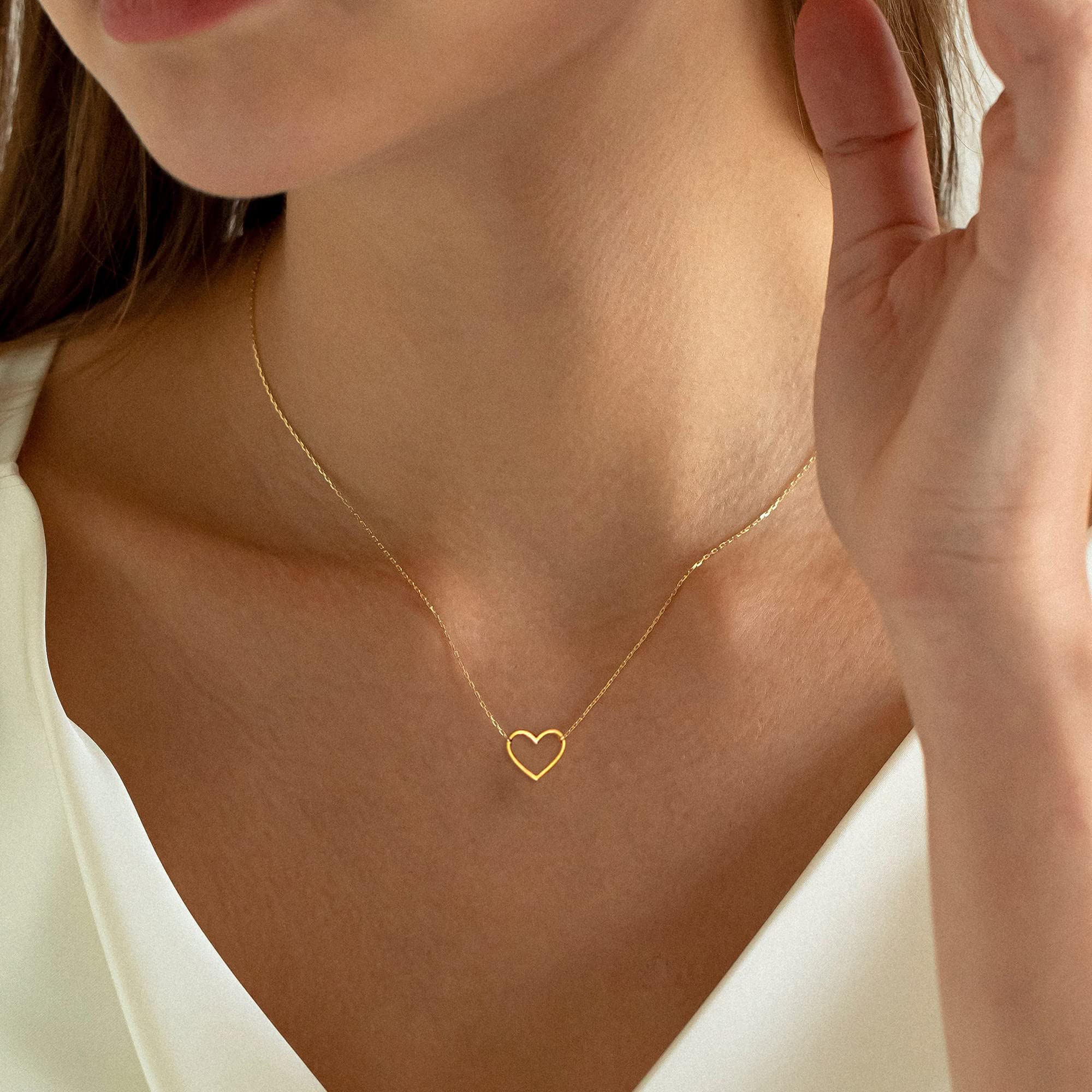 Gold Heart Necklace for women, Cute Necklaces for Mother's Day Gifts, 14k Gold P