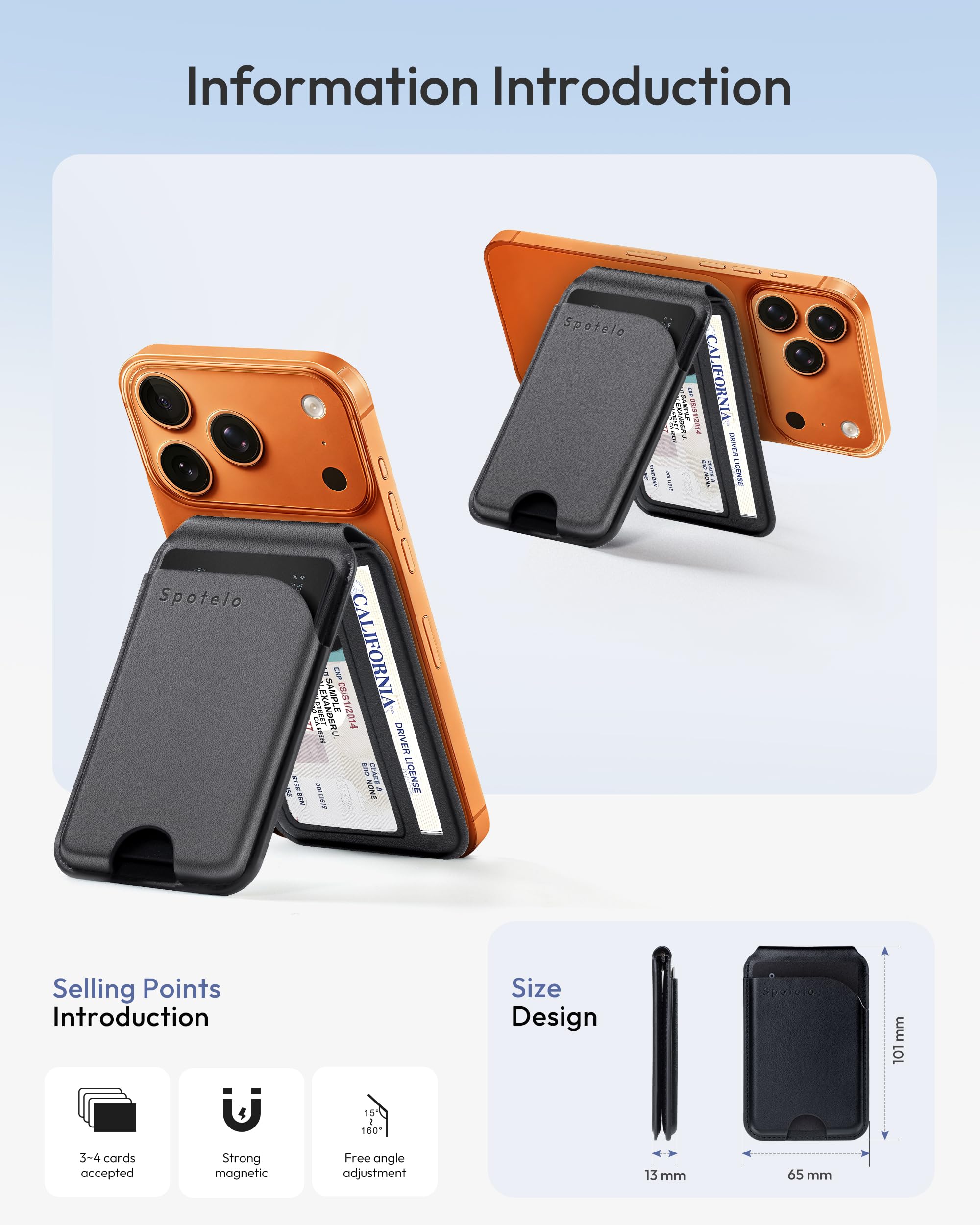 Wallet with Stand, Adjustable Stand Magnetic Wallet for iPhone, RIFD