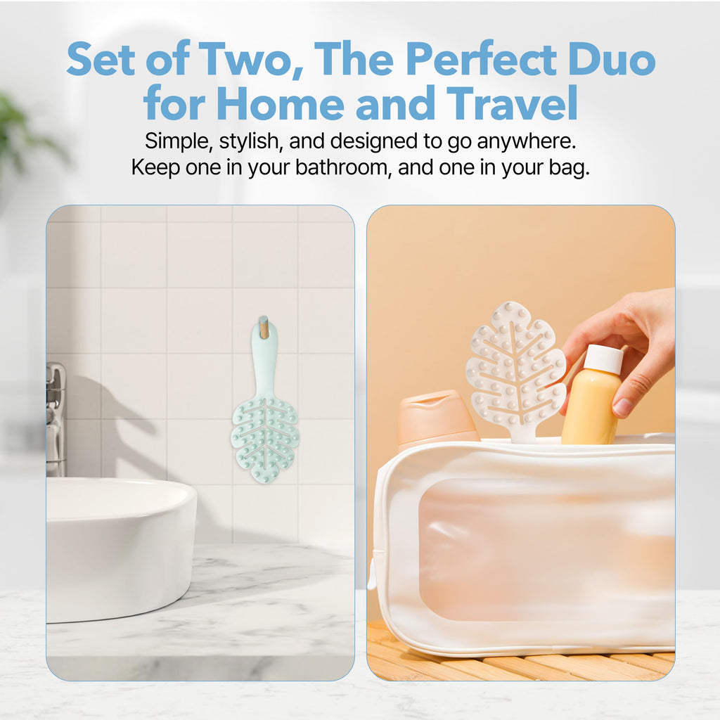 Massager Brush 2-Pack – Leaf-Grip Shampoo Scrubber for Deep Clean & Hair C