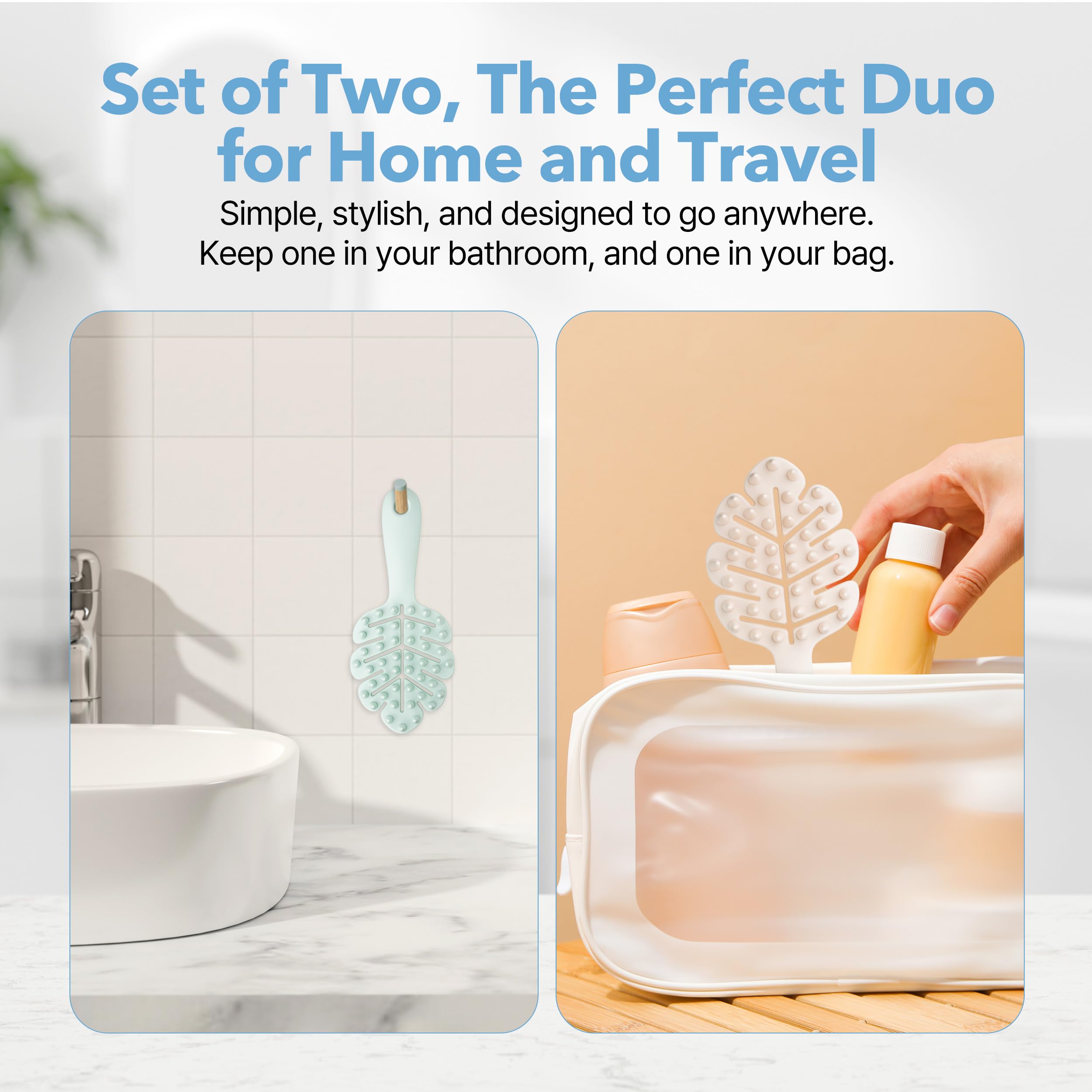 Massager Brush 2-Pack – Leaf-Grip Shampoo Scrubber for Deep Clean & Hair C