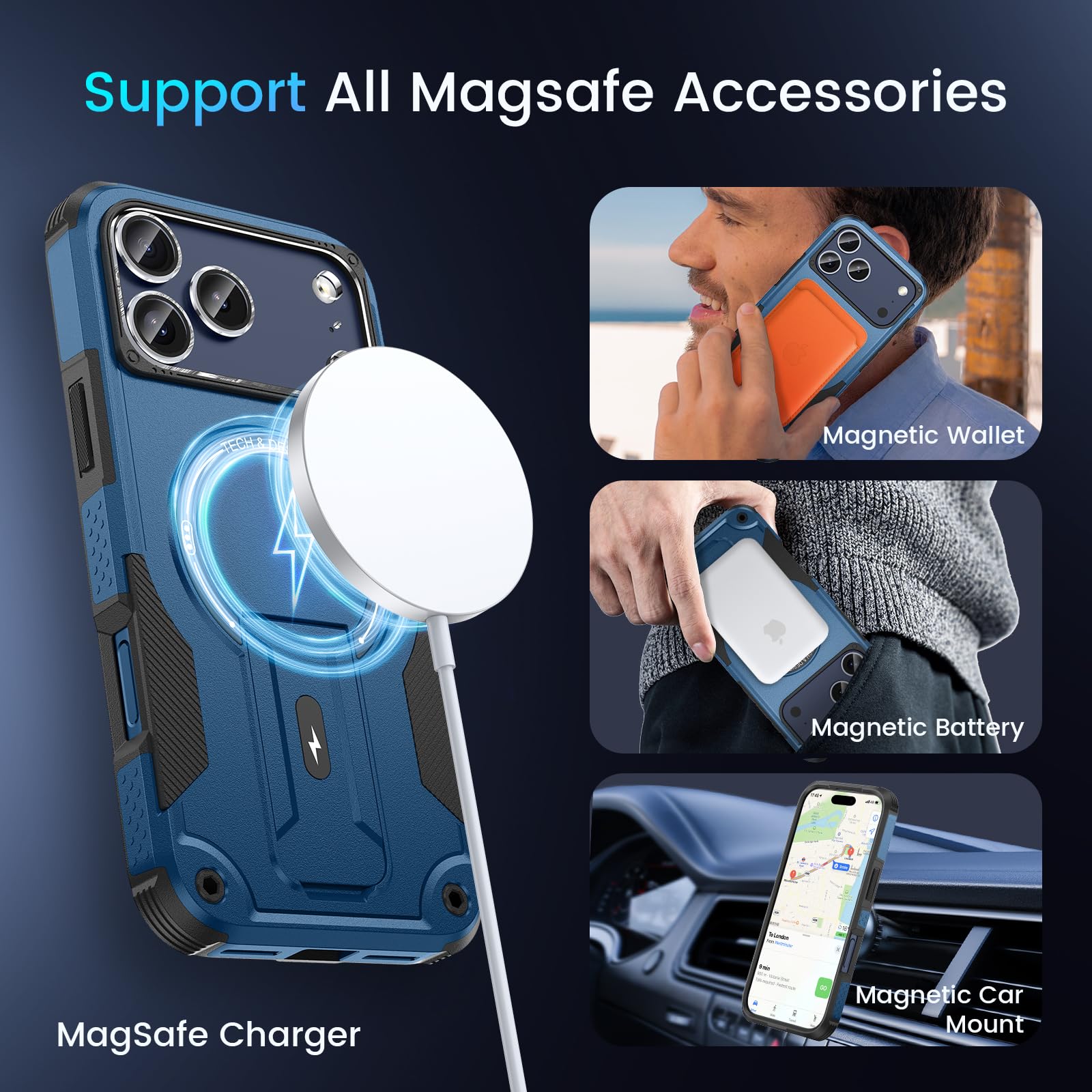 1 For Iphone 17 Pro Case [ Magsafe] [Invisible Kickstand] [Hd Screen Protector]