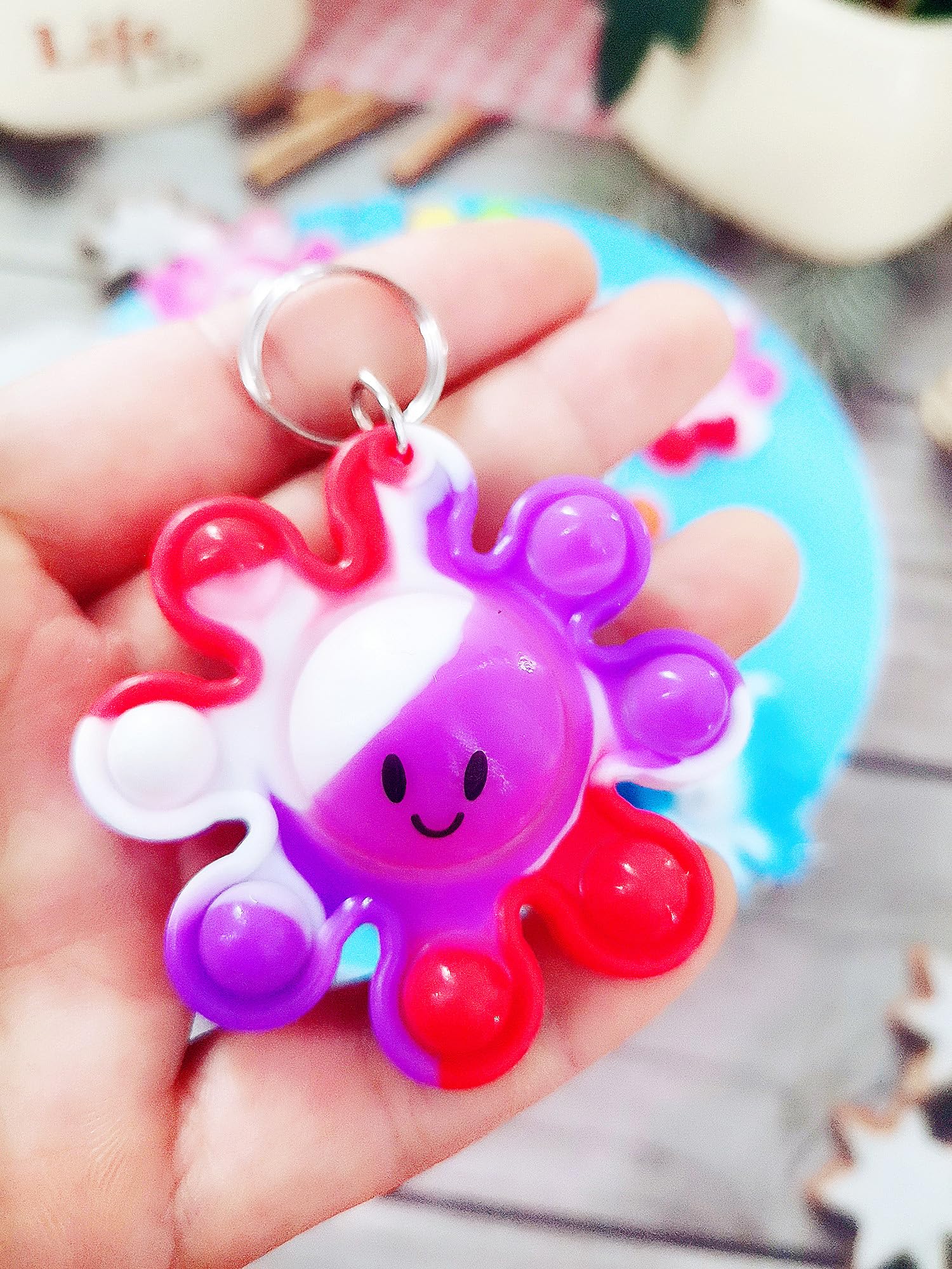 packs Bulk Octopus Sea Animal Supplies Mini pop Fidget Keychain，birthday Part