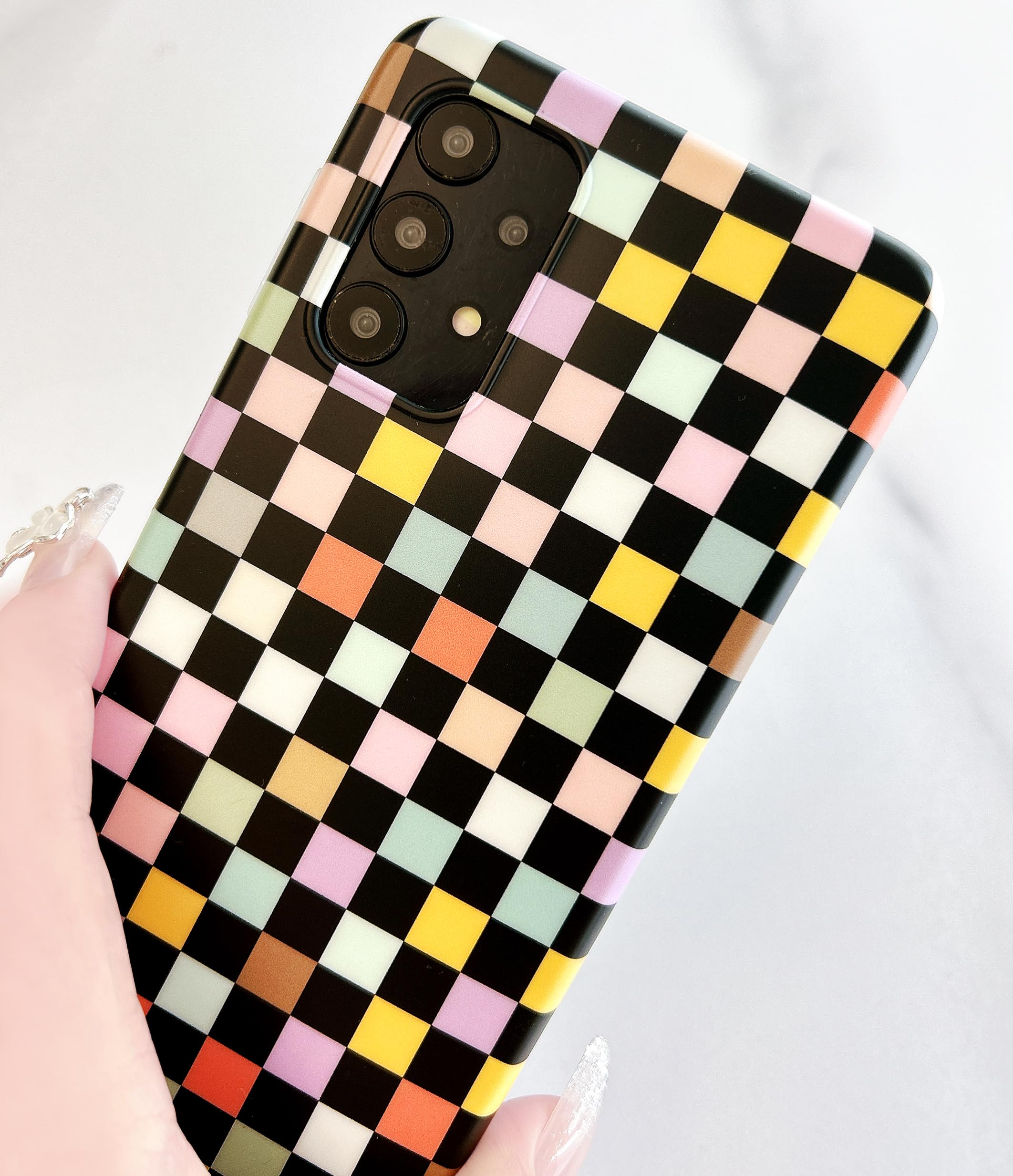 for Galaxy A32 5G Case(Not fit A32 4G), Vintage Checkerboard Design for Women Me