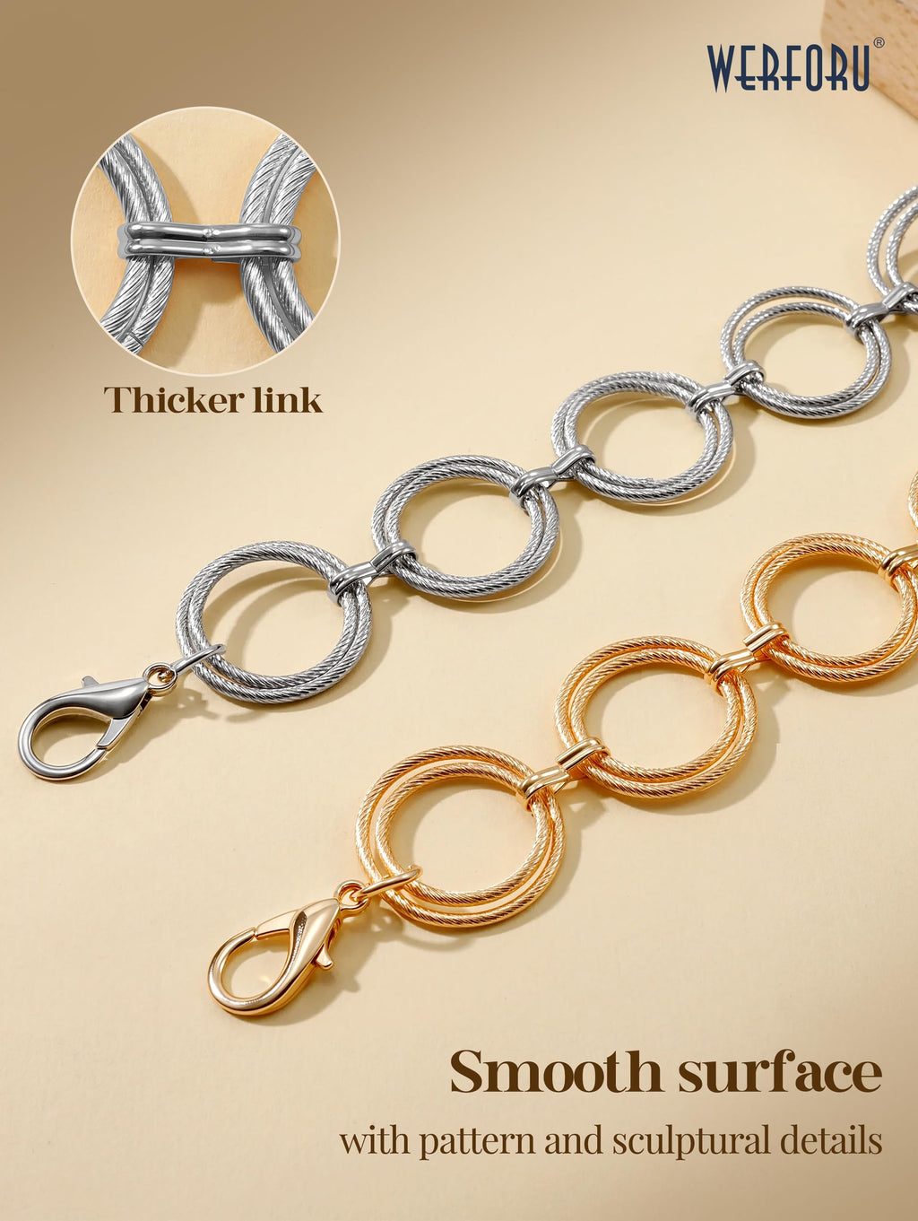 Link Body Chain Belt Ladies Waist Chain Belts for Jeans Dress (B-Silver, F