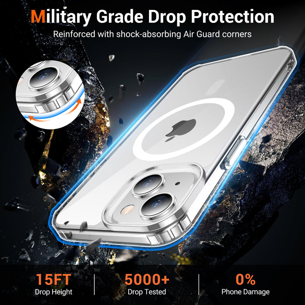 Iphone 15 Case Clear, [ Magsafe][Anti-Yellowing][Military-Grade Protection] Shoc