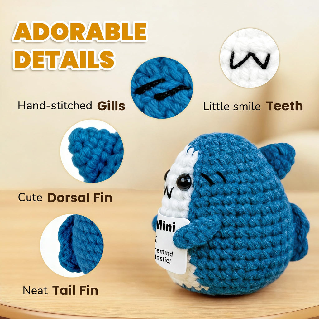 Animals Crochet Shark Gift – Mini Emotional Shark Plush with Support Me