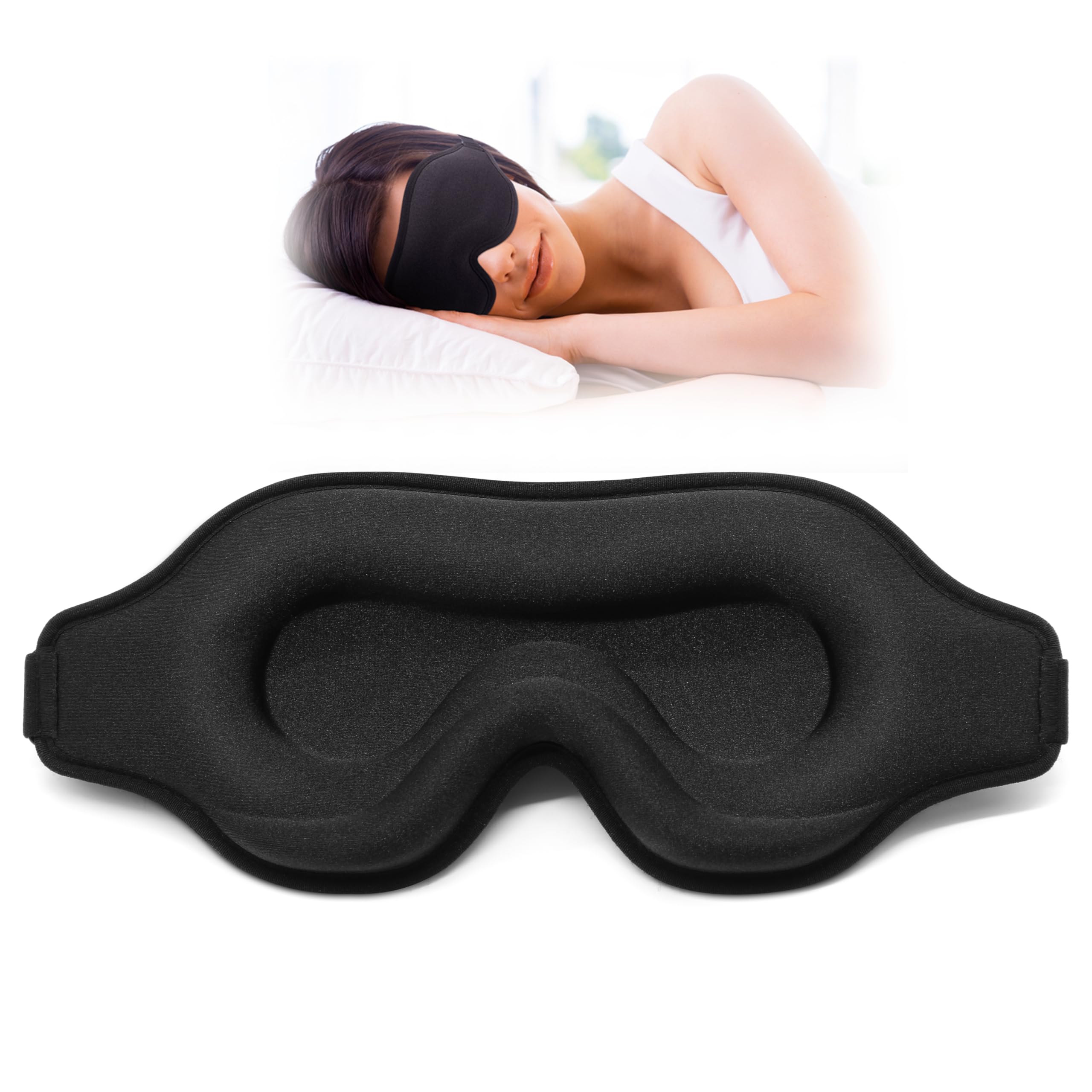 Mask for Men Women, Sleeping Mask for Side Sleeper, Travel Blackout Night Bl